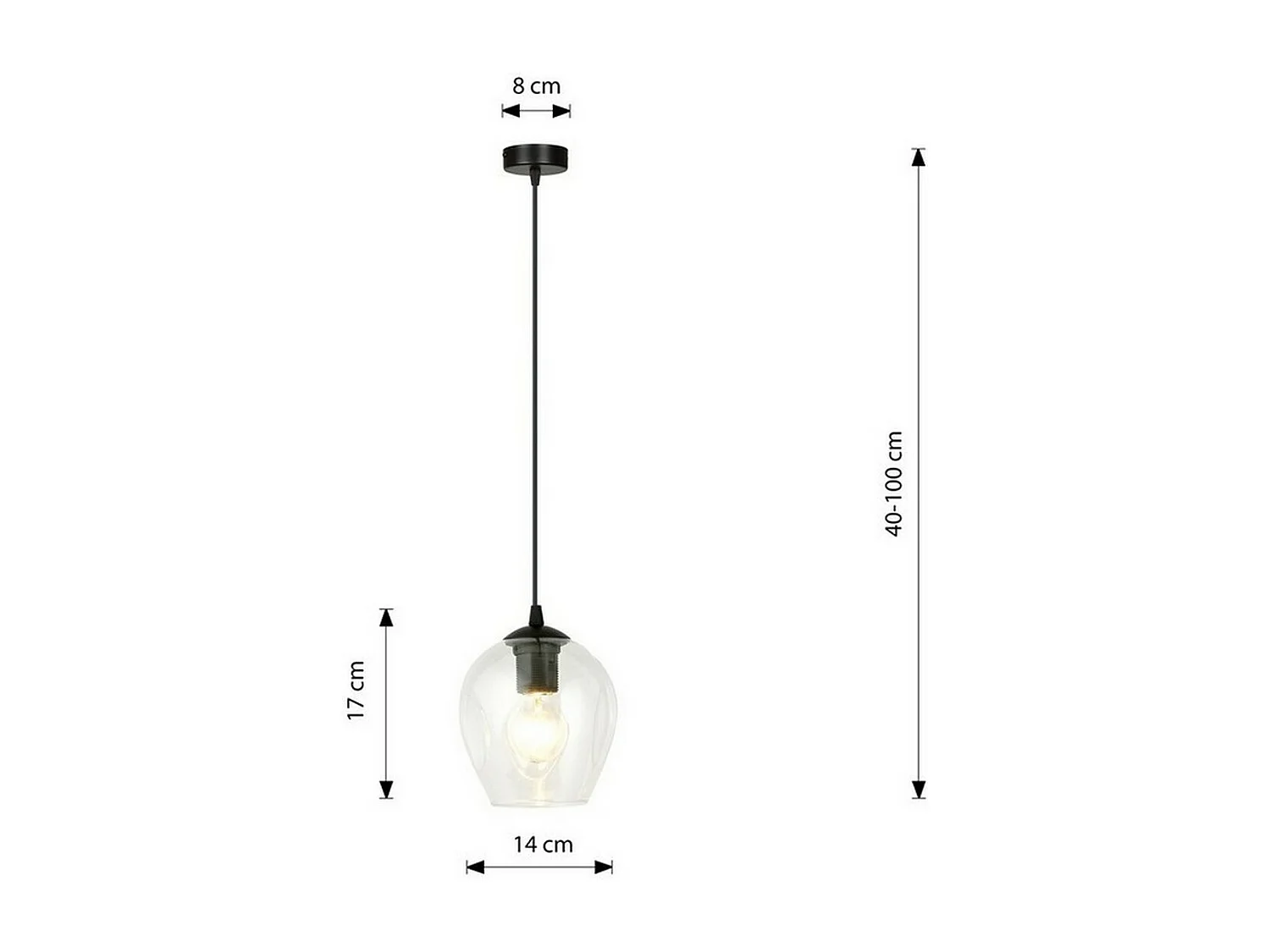 Suspension Istar, Noir, 14x100x14 cm, Seven Design