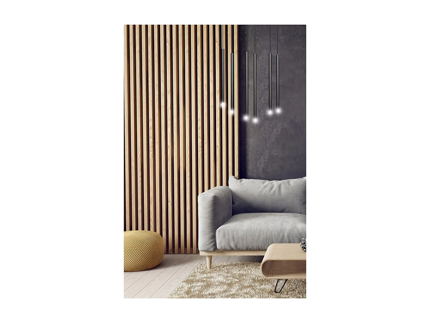 Hanglamp Selter, Zwart, 70x22x120 cm, Seven Design