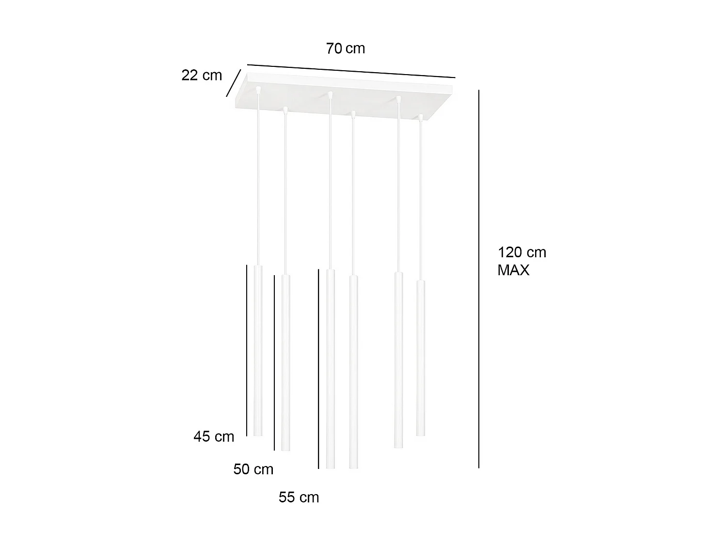 Hanglamp Selter, Zwart, 70x22x120 cm, Seven Design
