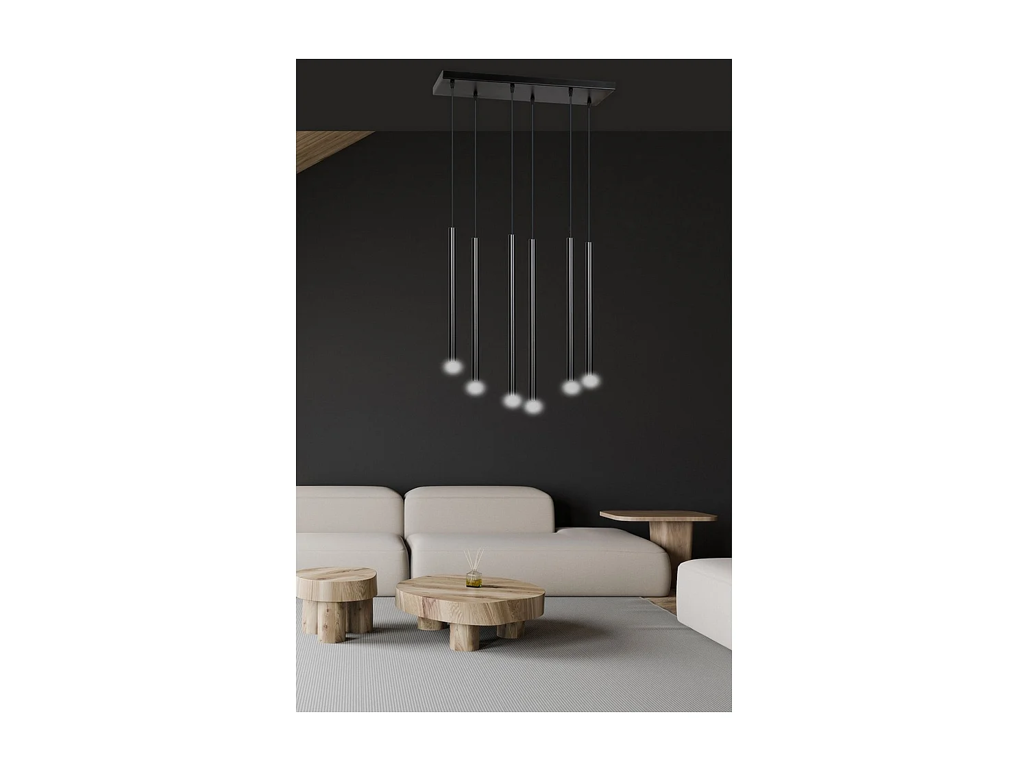 Hanglamp Selter, Zwart, 70x22x120 cm, Seven Design