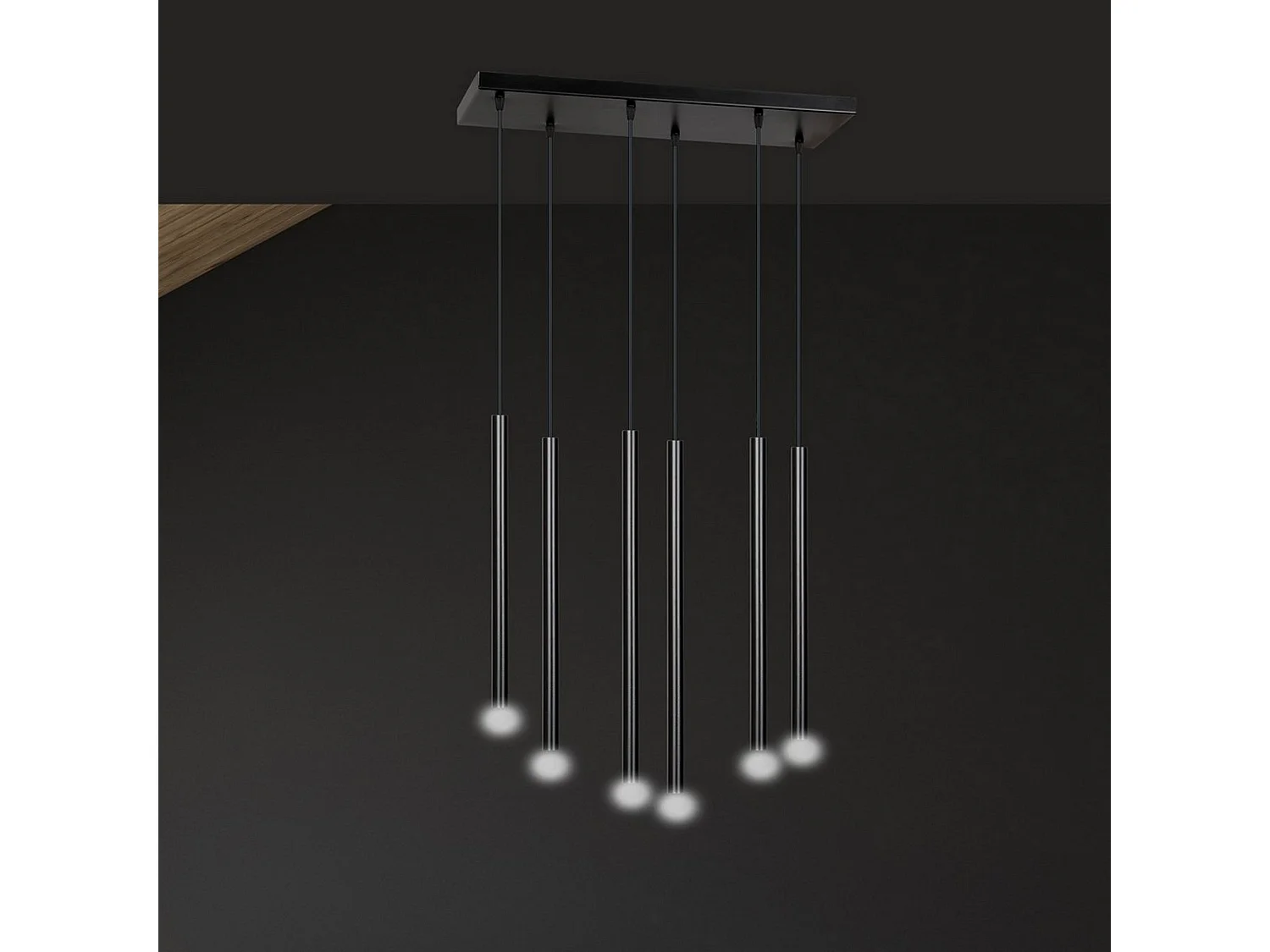 Hanglamp Selter, Zwart, 70x22x120 cm, Seven Design