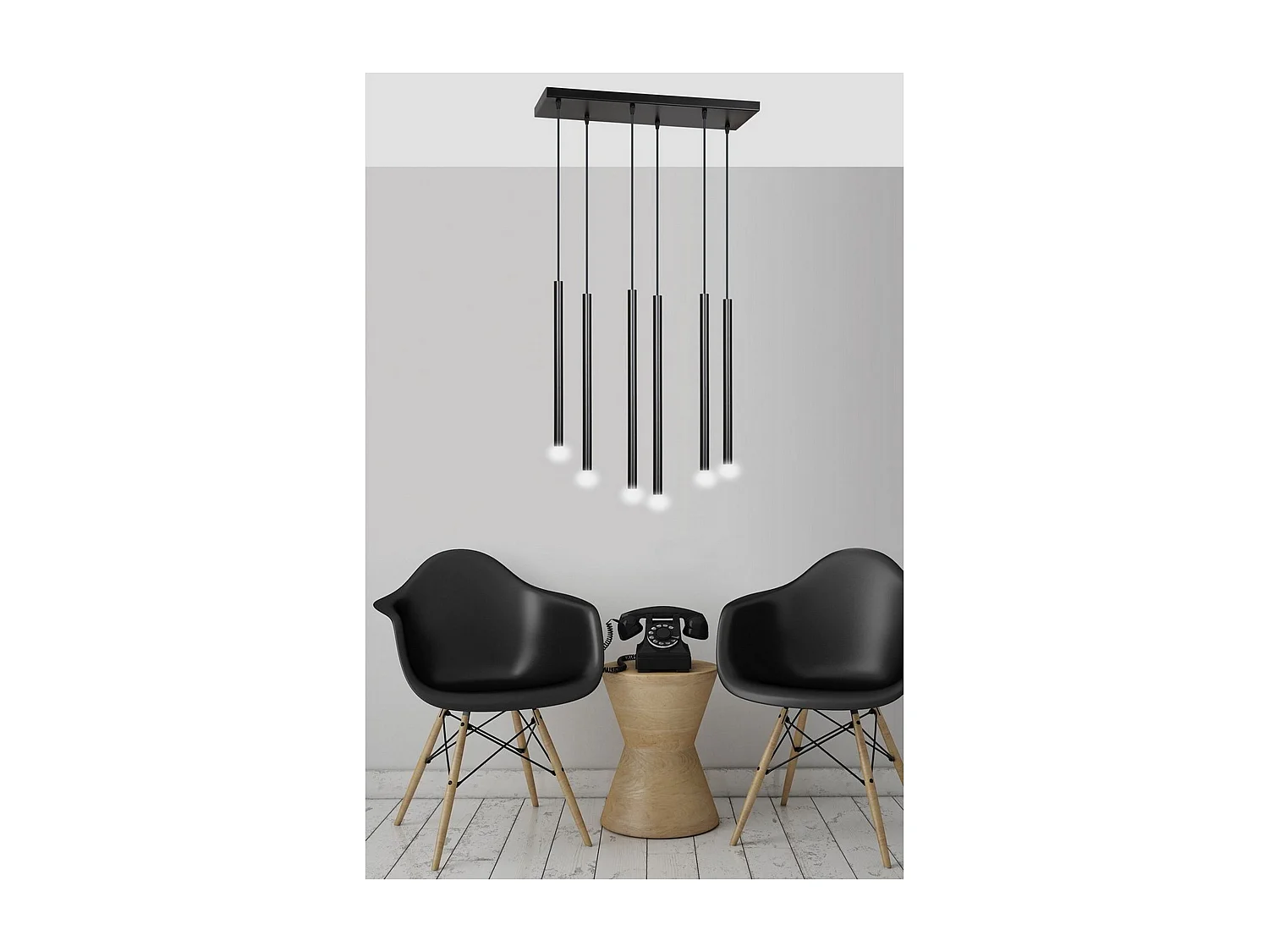 Hanglamp Selter, Zwart, 70x22x120 cm, Seven Design