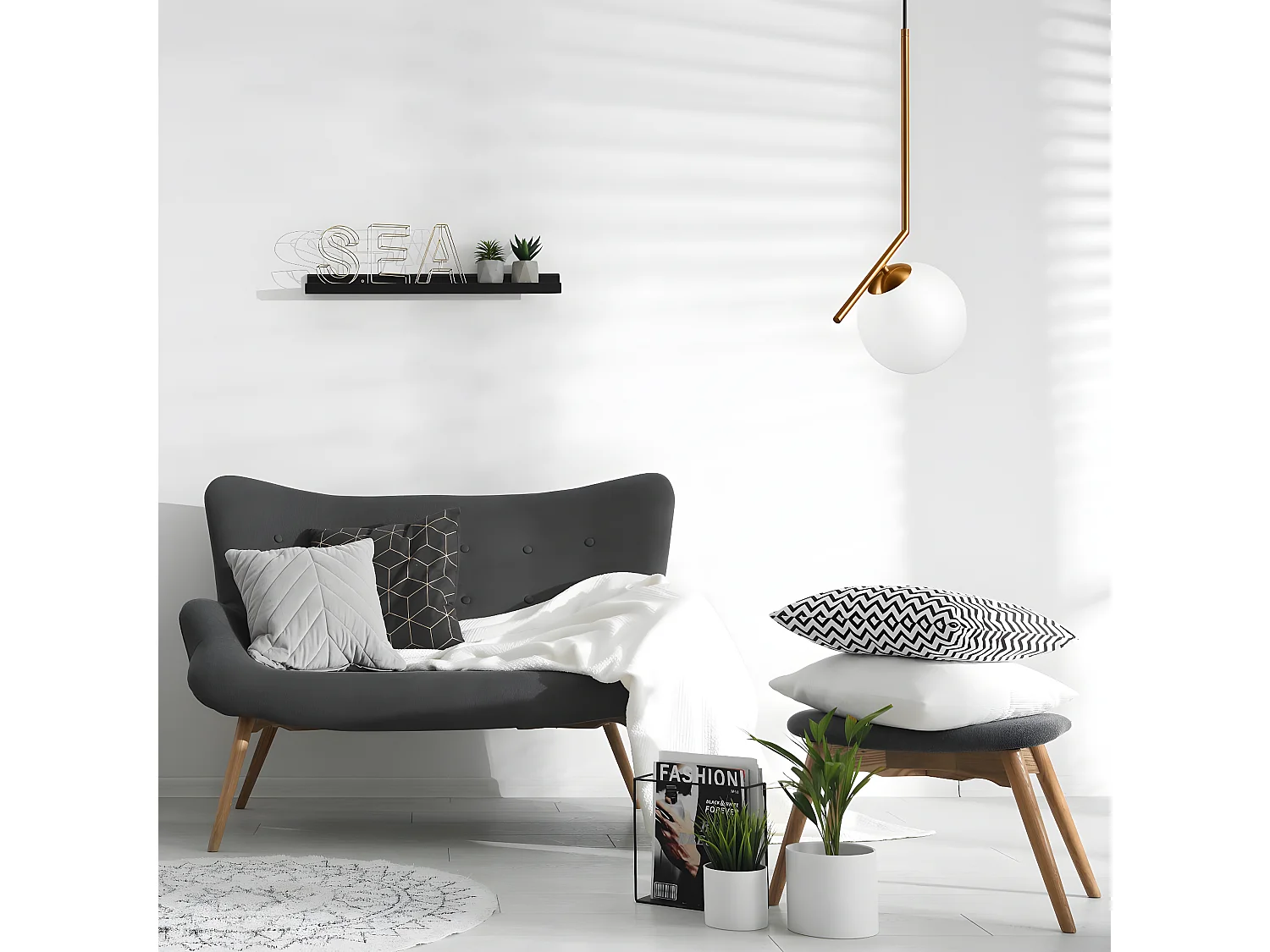 Hanglamp Amber, Messing, 30x30x130 cm, Seven Design