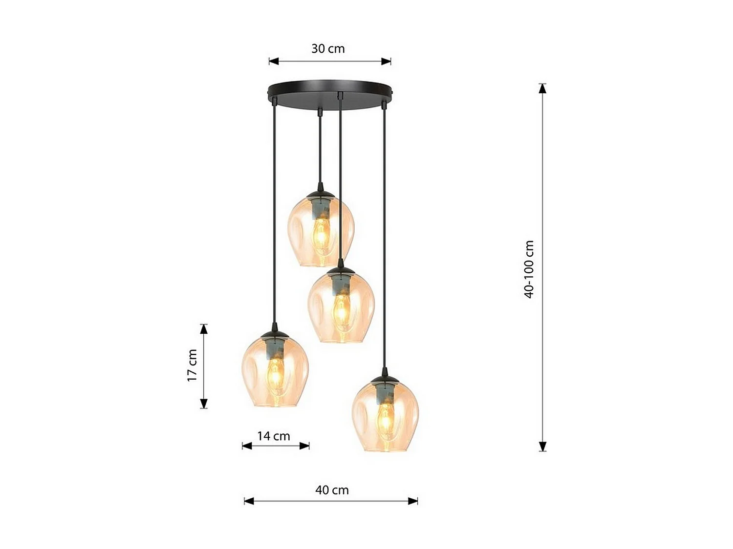 Lampa Wisząca Istar 10, Bursztyn, 40x100x40 cm, Seven Design