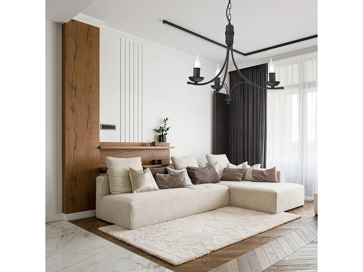 Hanglamp Luca, Zwart, 50x50x100 cm, Seven Design