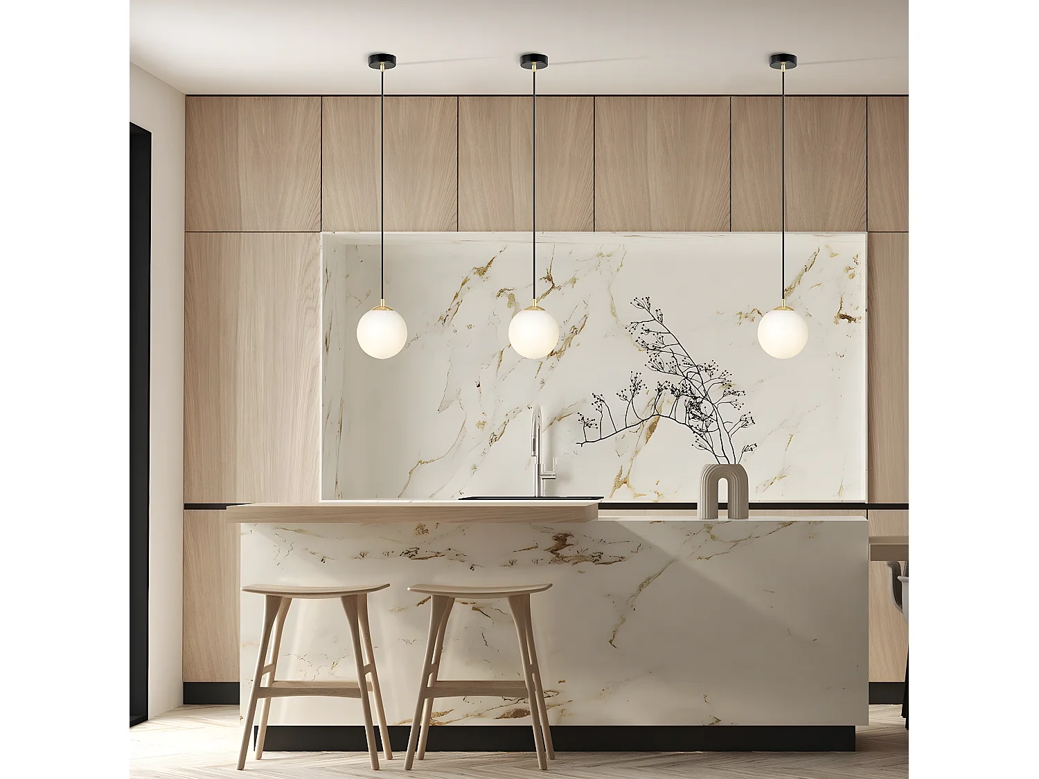 Candeeiro Suspenso Royal, Preto, 14x100x14 cm, Seven Design