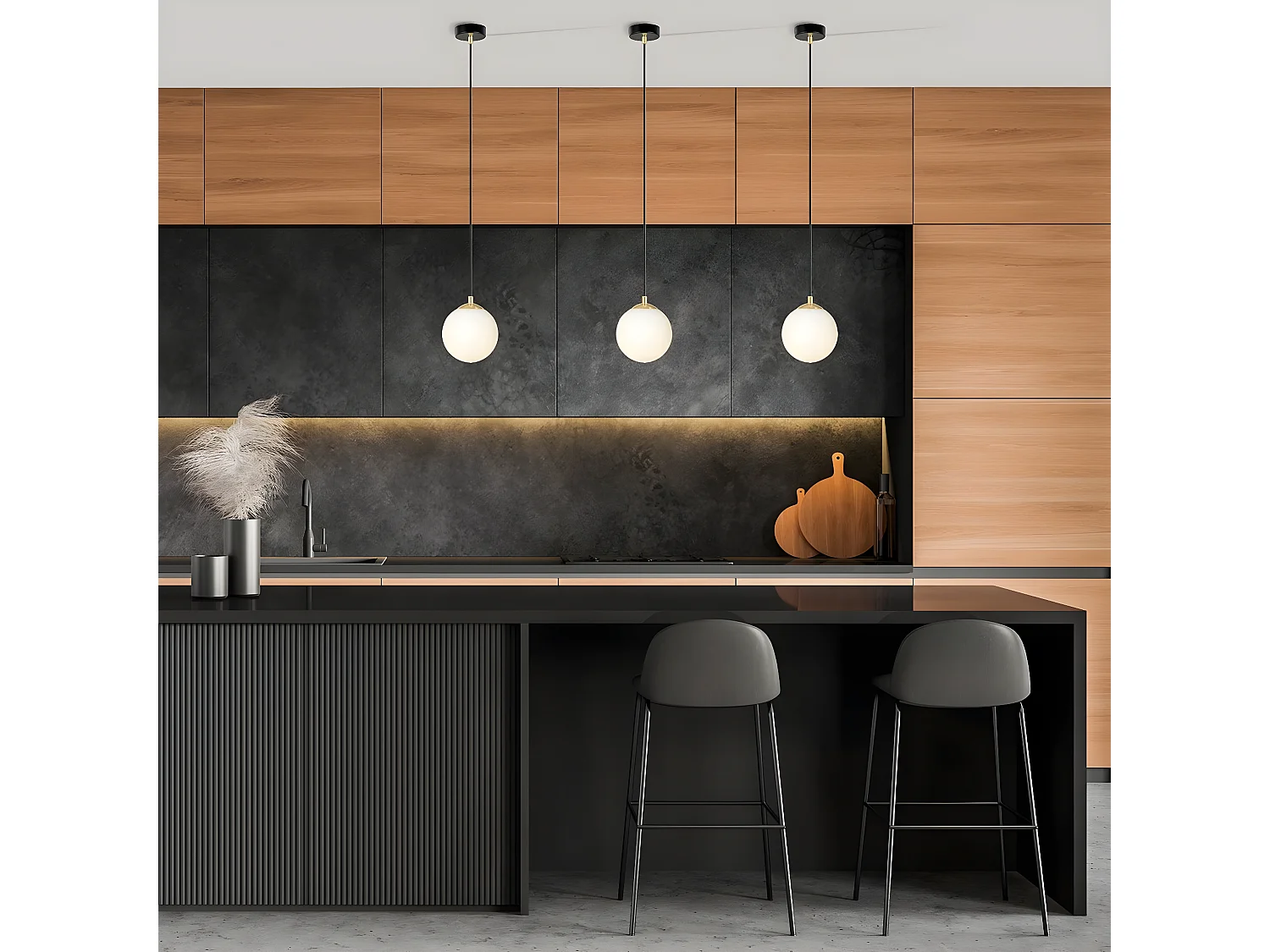 Candeeiro Suspenso Royal, Preto, 14x100x14 cm, Seven Design