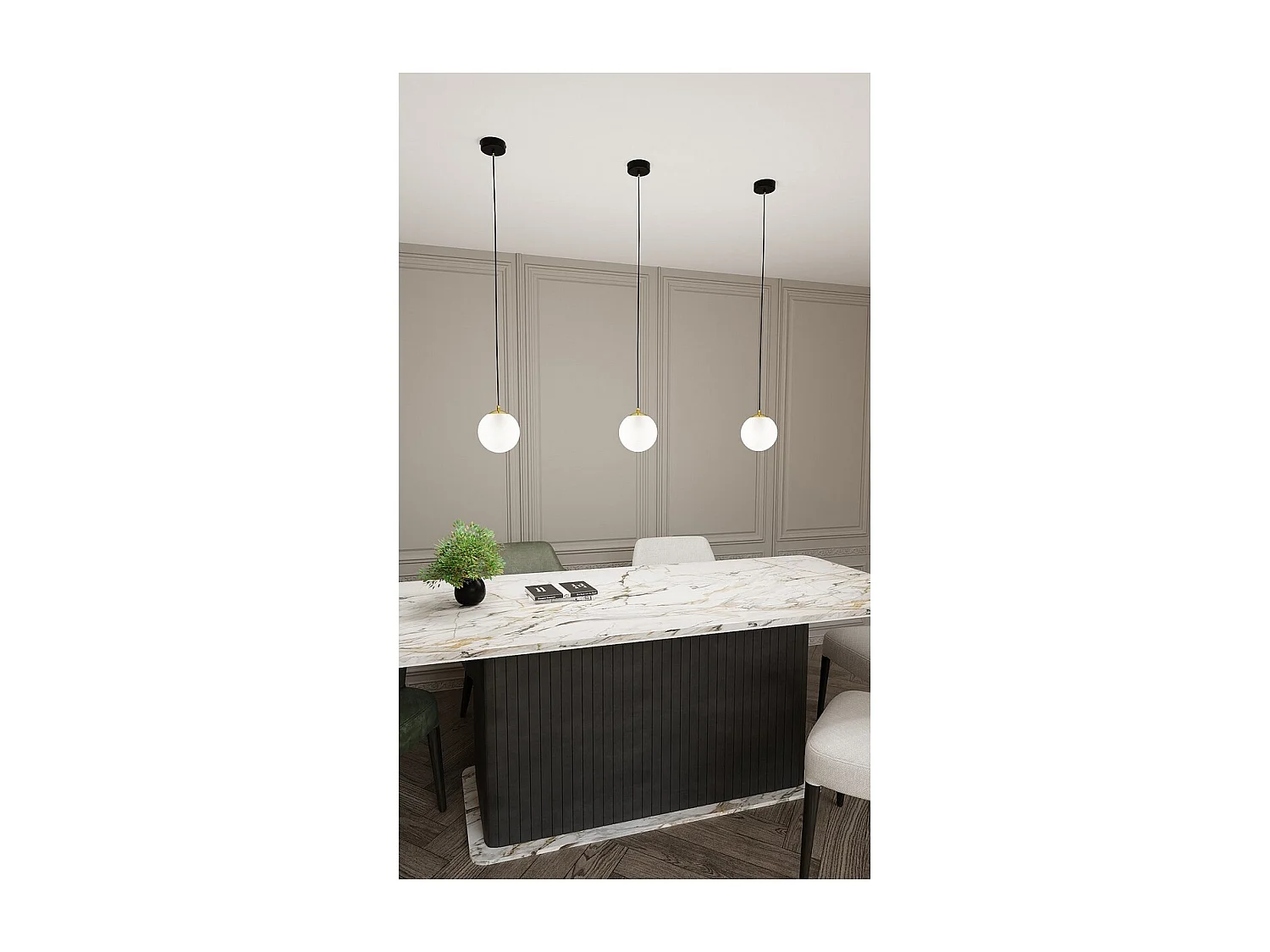 Candeeiro Suspenso Royal, Preto, 14x100x14 cm, Seven Design