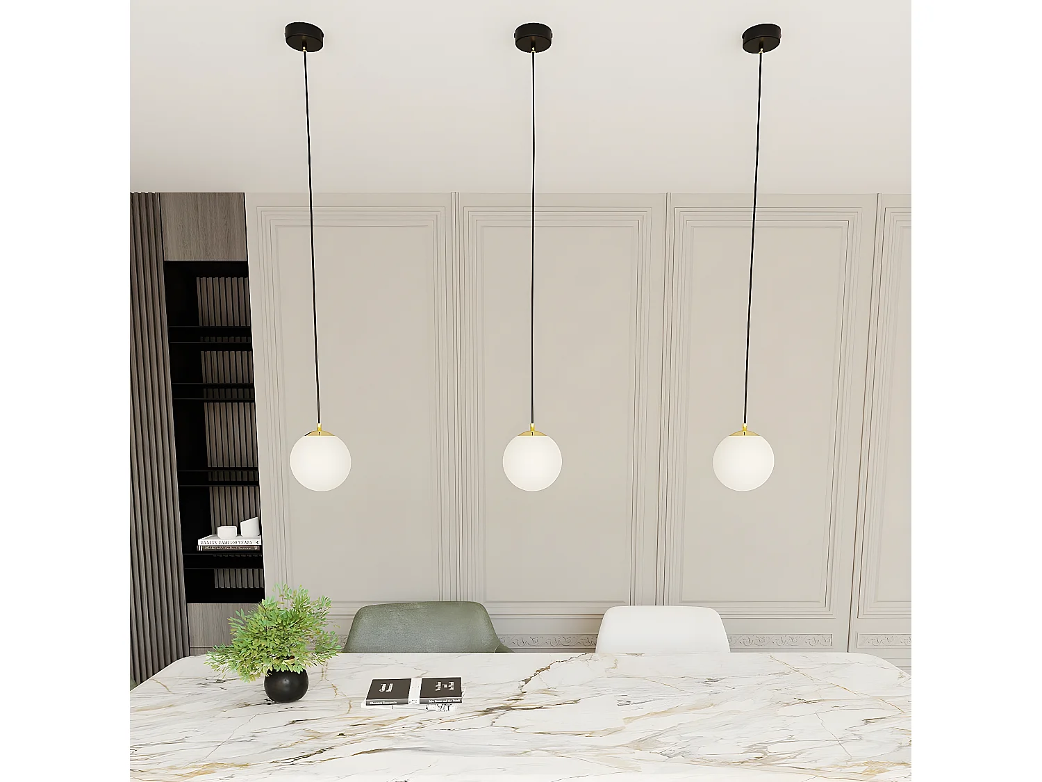 Candeeiro Suspenso Royal, Preto, 14x100x14 cm, Seven Design