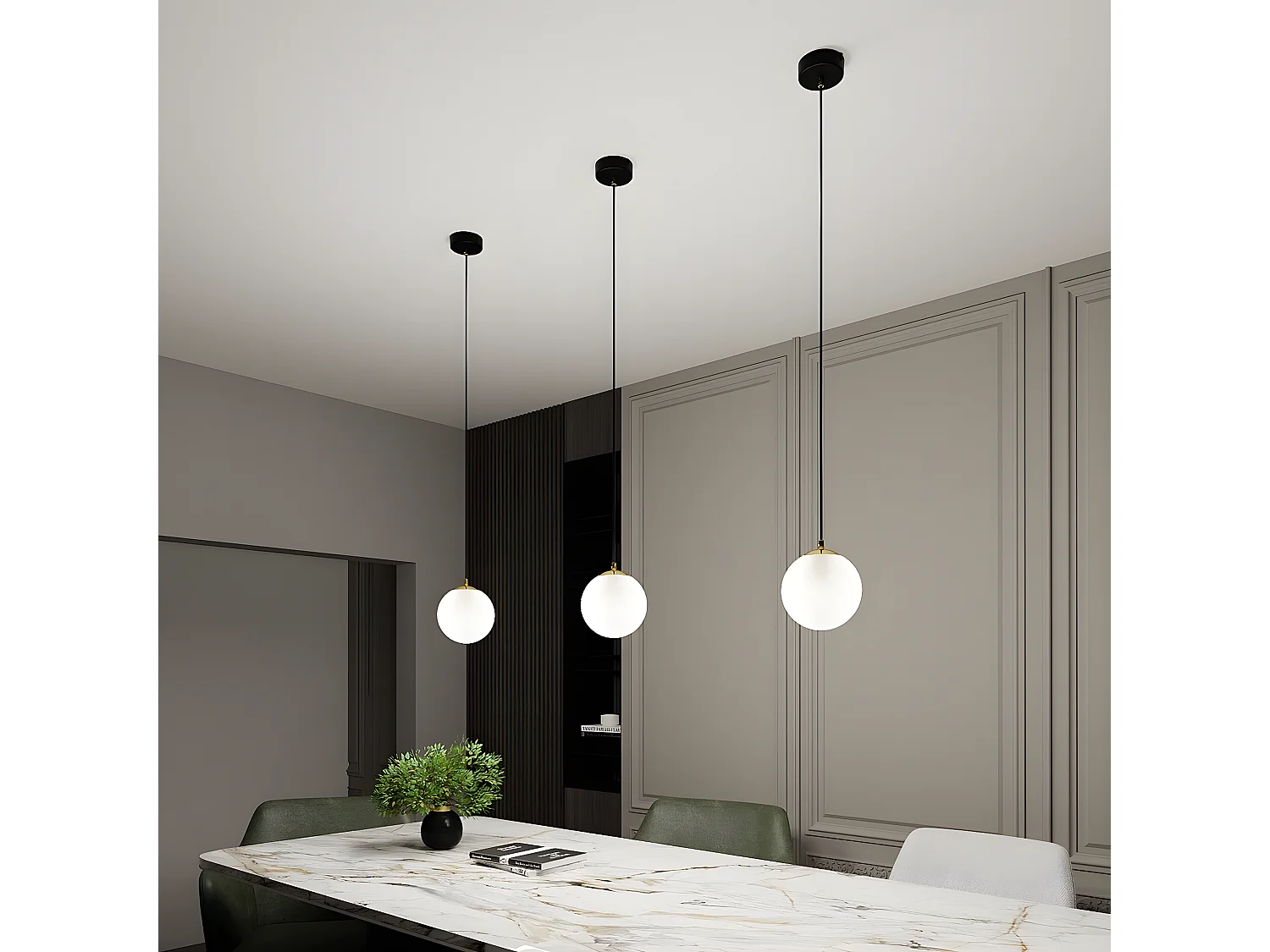 Candeeiro Suspenso Royal, Preto, 14x100x14 cm, Seven Design