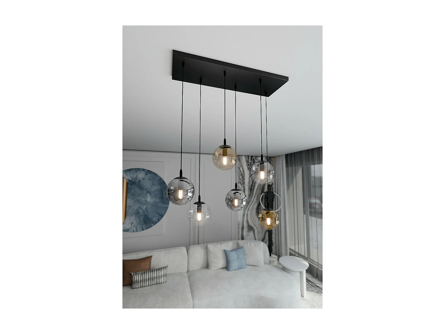 Suspension Cosmo 10, Noir, 65x120x22 cm, Seven Design