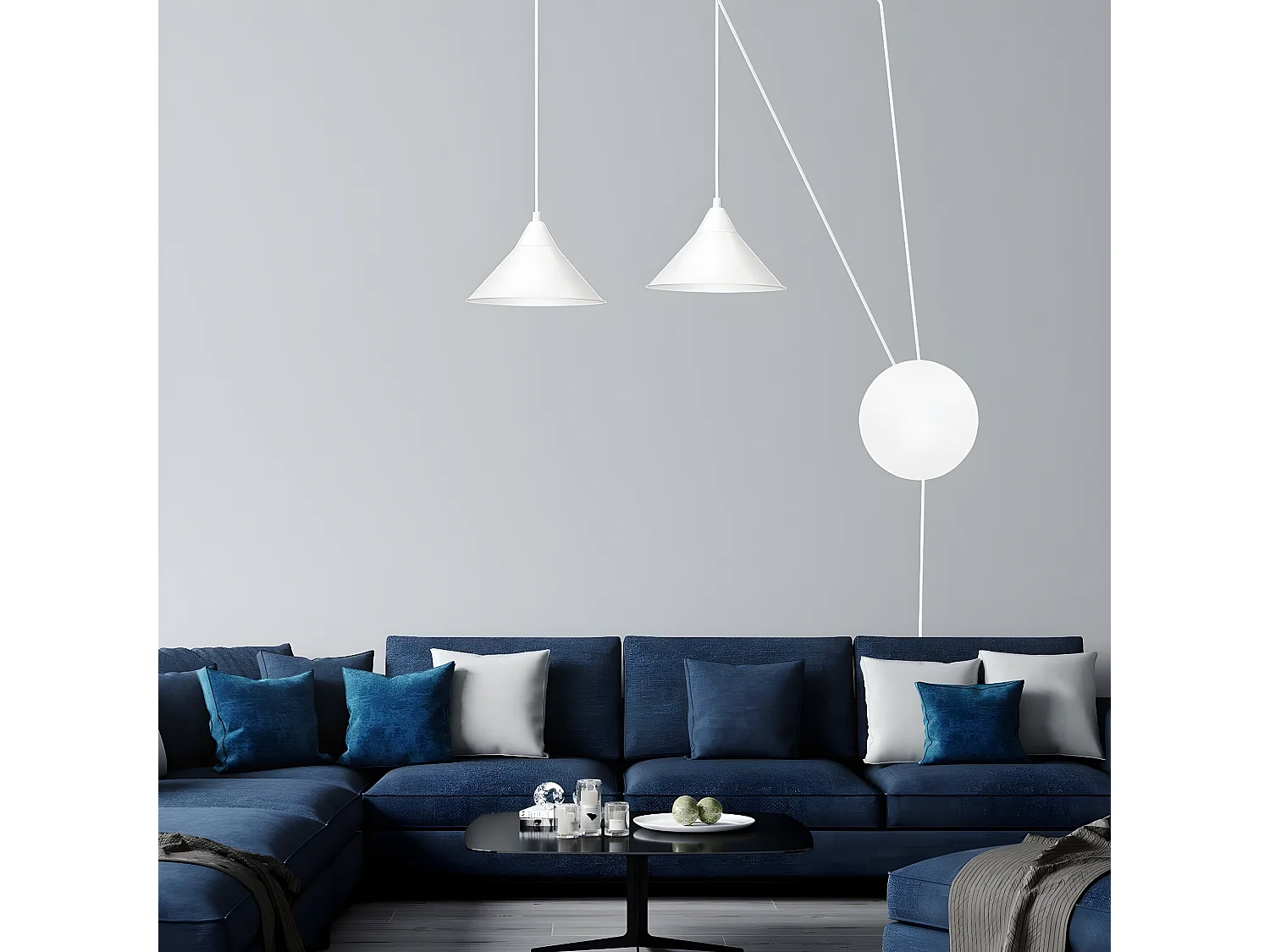 Lampa Wisząca Abramo 4, Biały, 400x400x60 cm, Seven Design