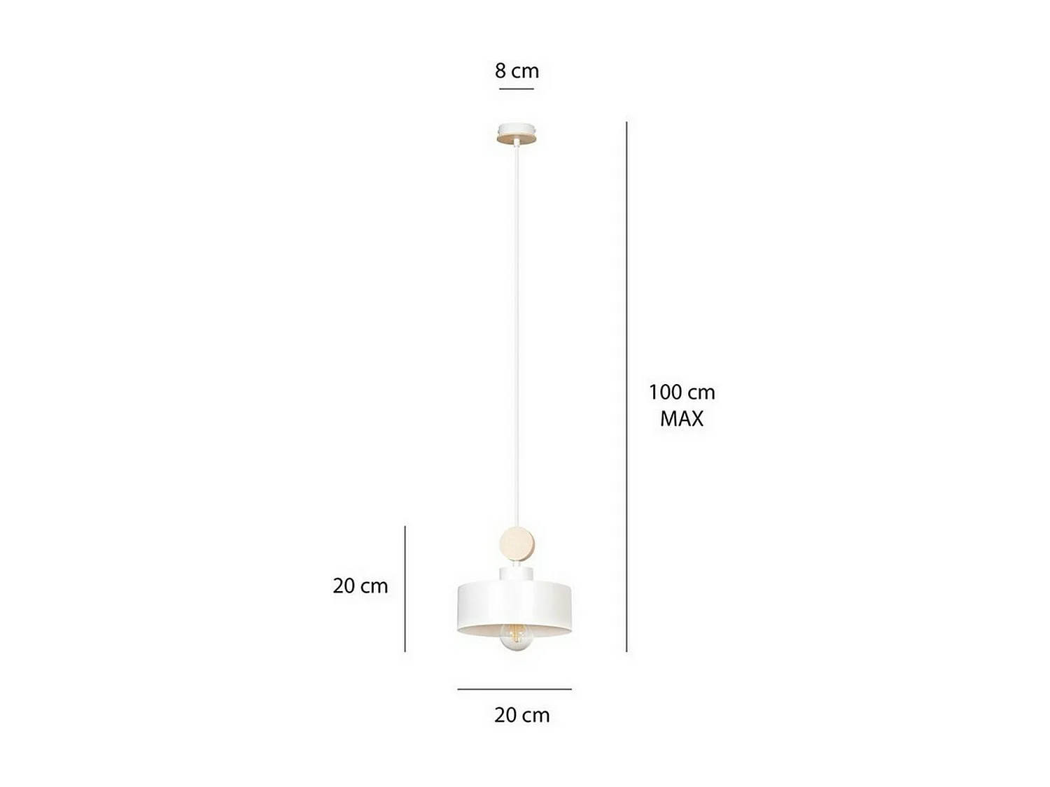 Hanglamp Tuniso, Wit, 20x100x20 cm, Seven Design
