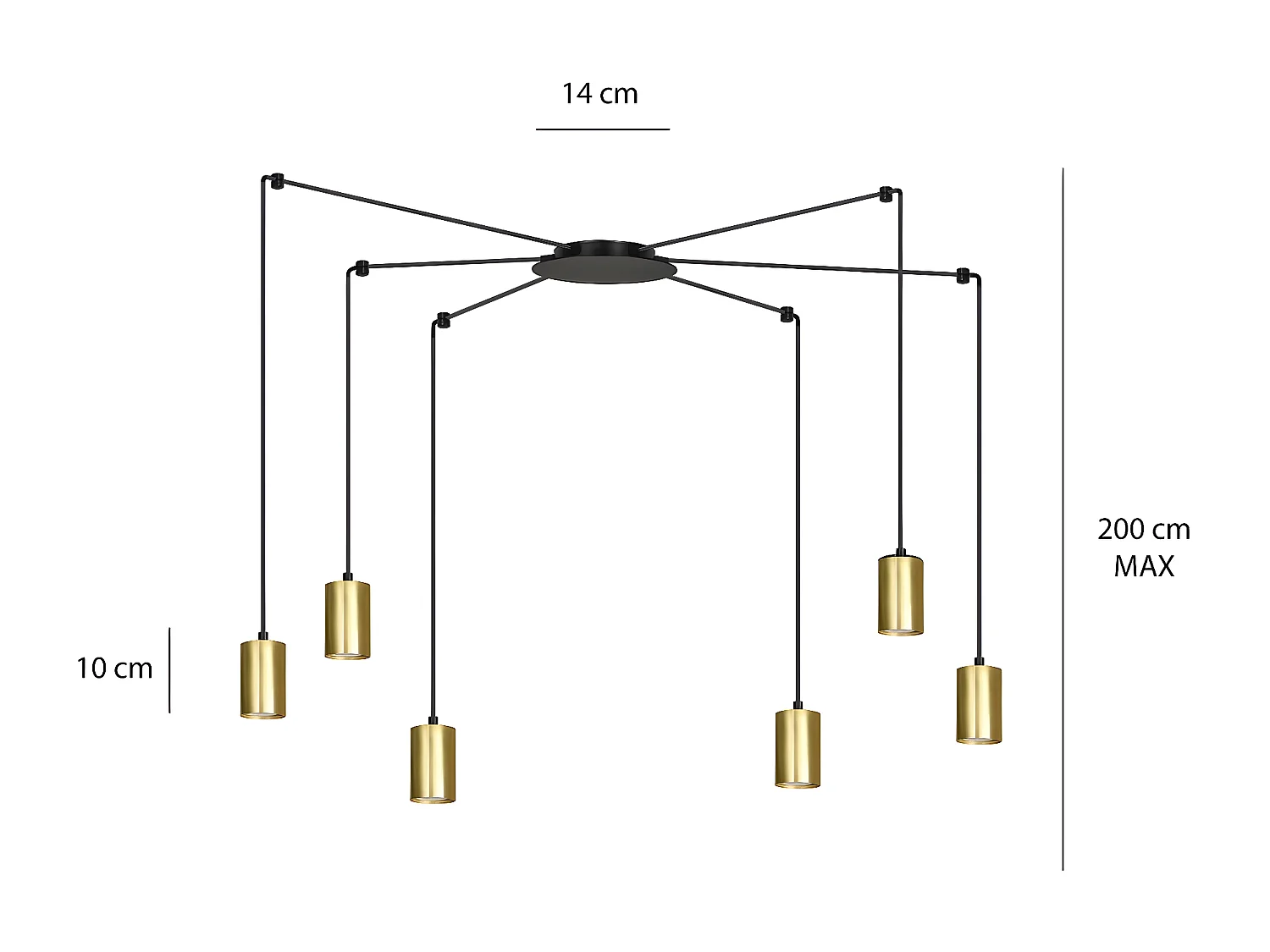 Suspension Traker 6, Noir, 300x300x14 cm, Seven Design