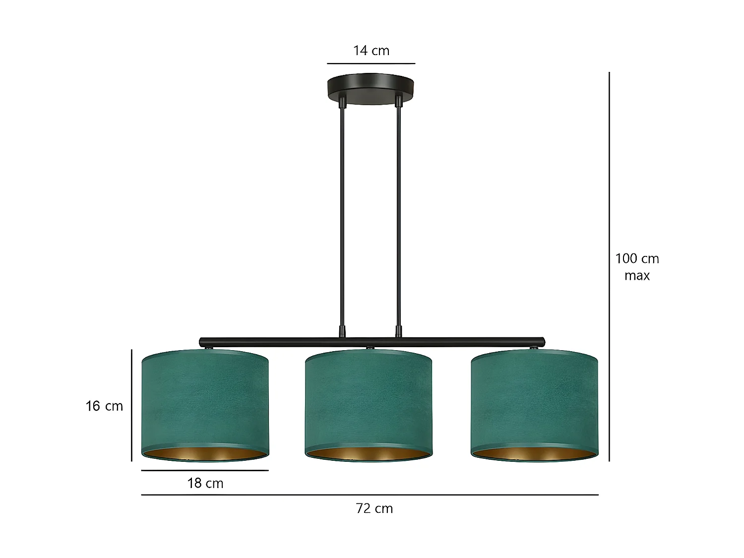 Hanglamp Hilde, Groen, 72x100x18 cm, EPIKASA