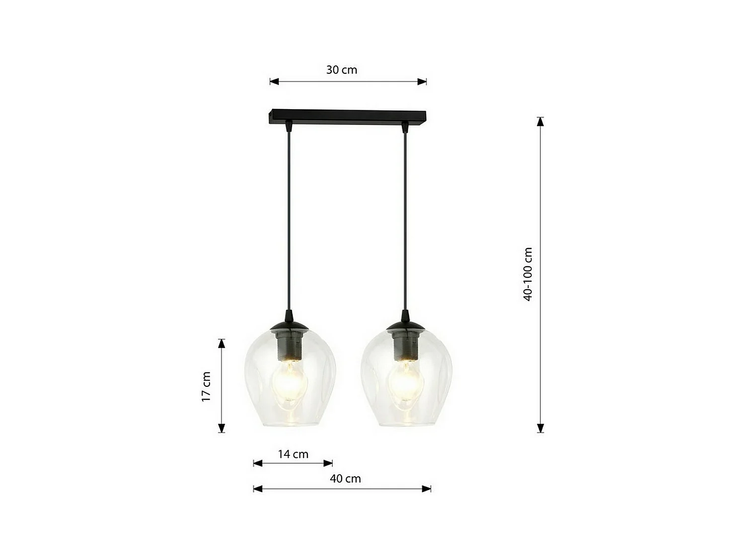 Lampada a Sospensione Istar, Nero, 40x100x14 cm, EPIKASA