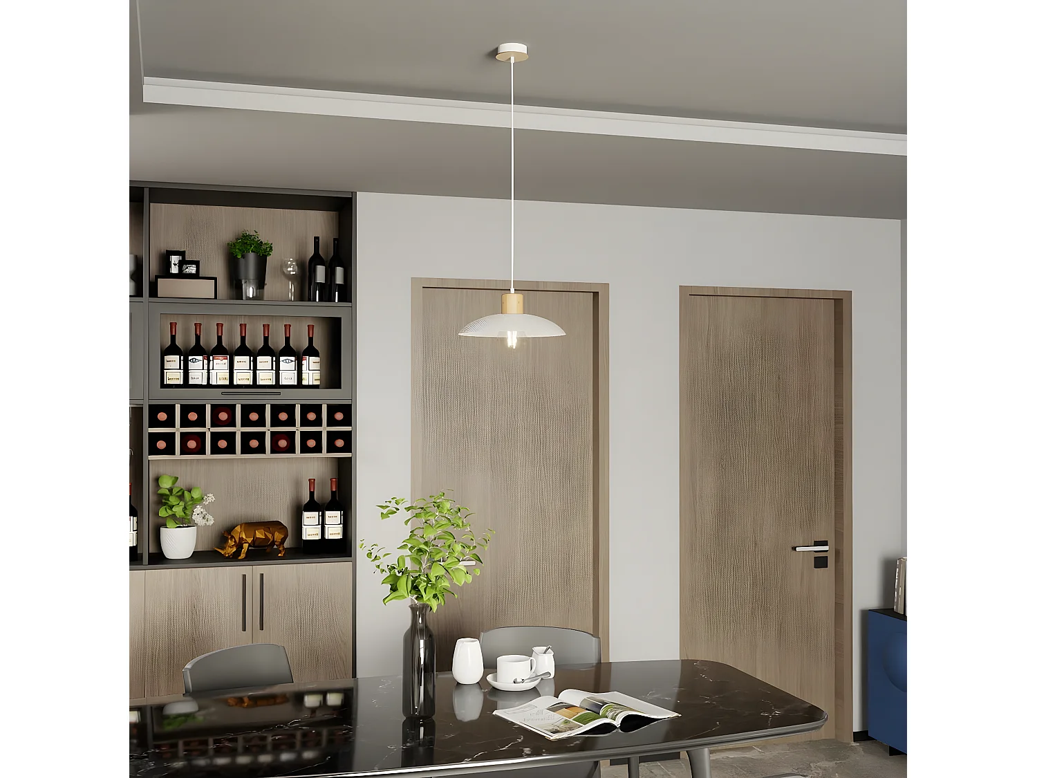 Hanglamp Kobe, Wit, 30x100x30 cm, Seven Design