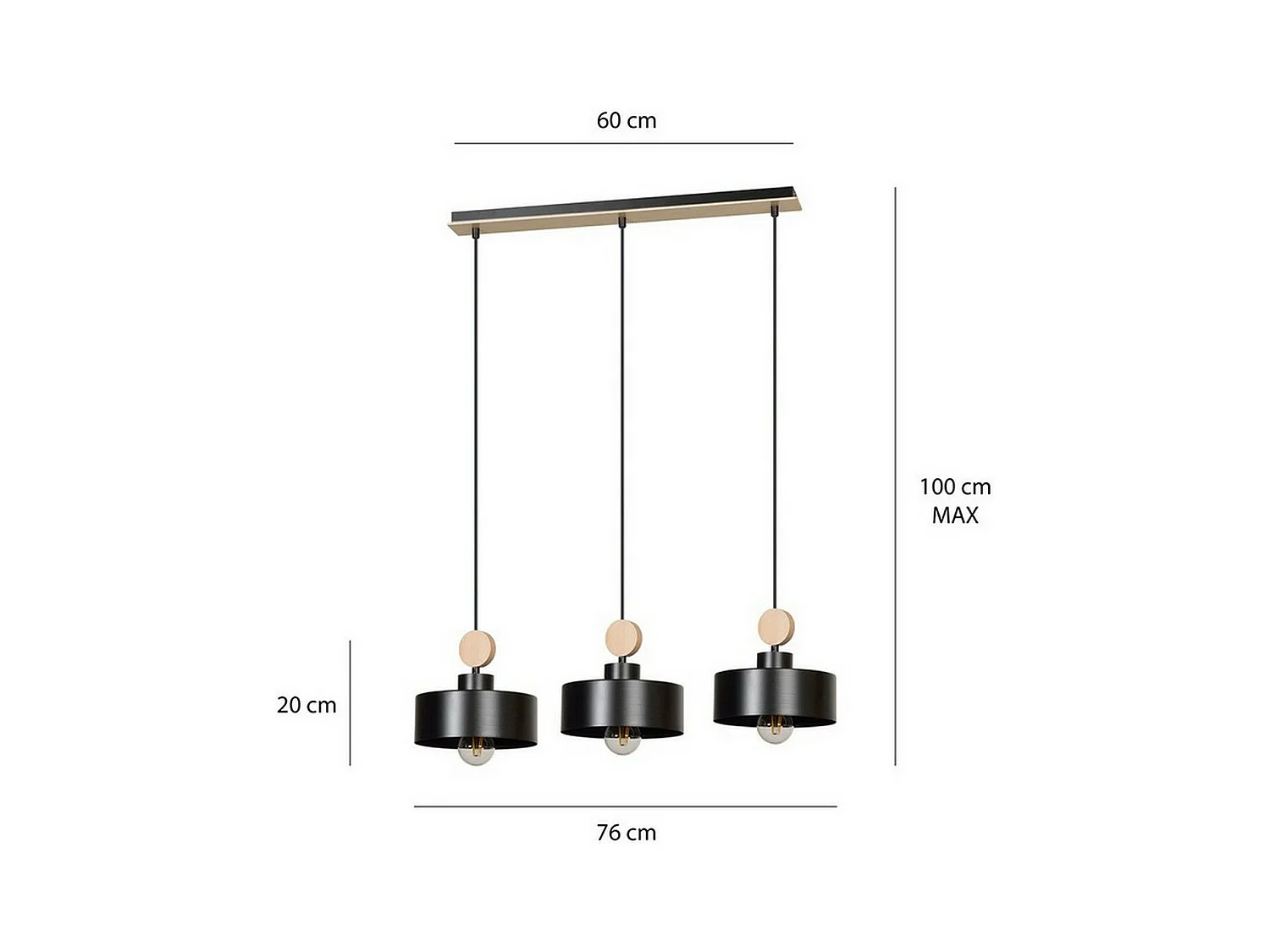 Suspension Tuniso, Noir, 76x100x20 cm, EPIKASA