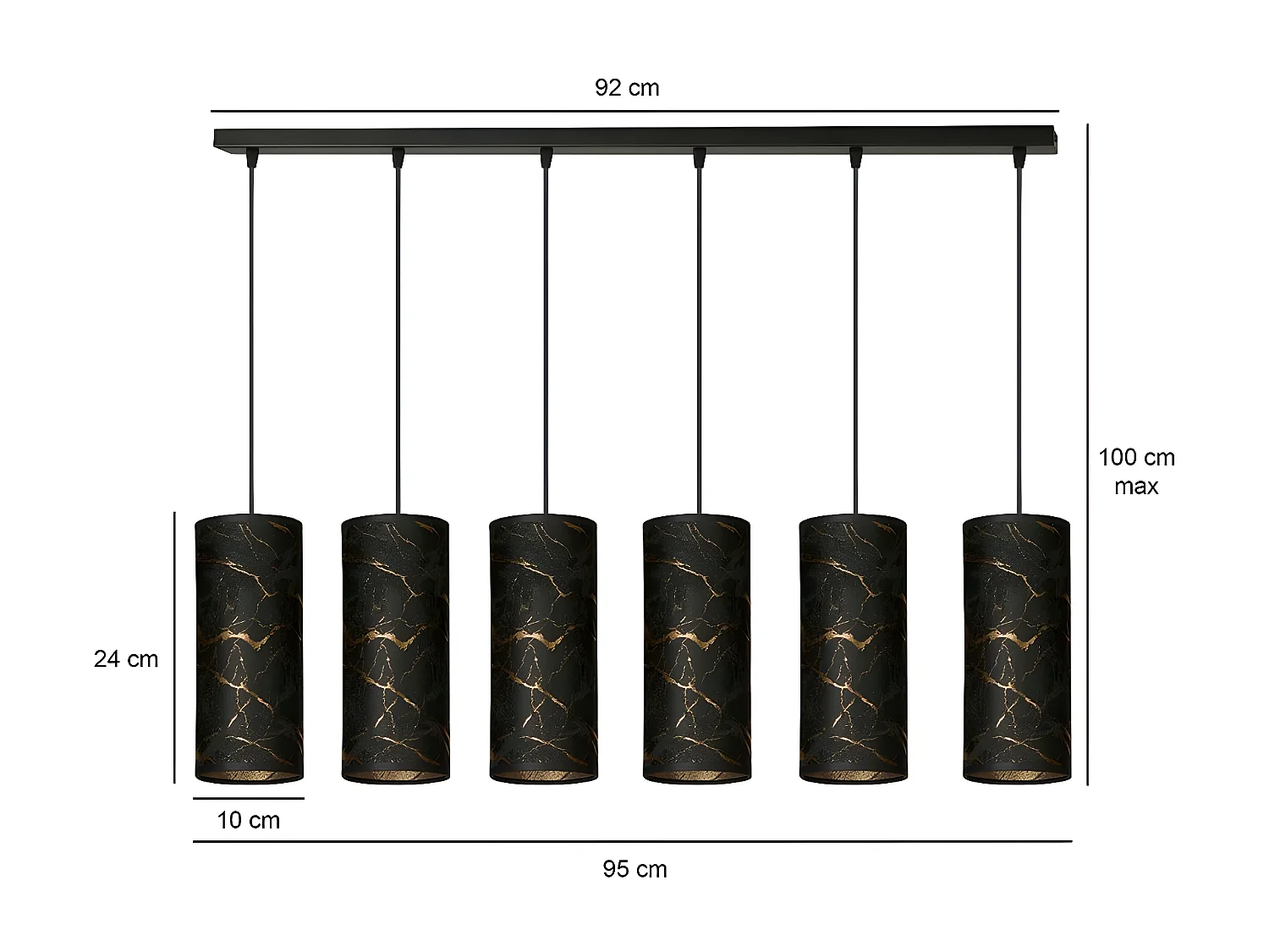 Suspension Karli, Noir, 95x100x6 cm, Seven Design