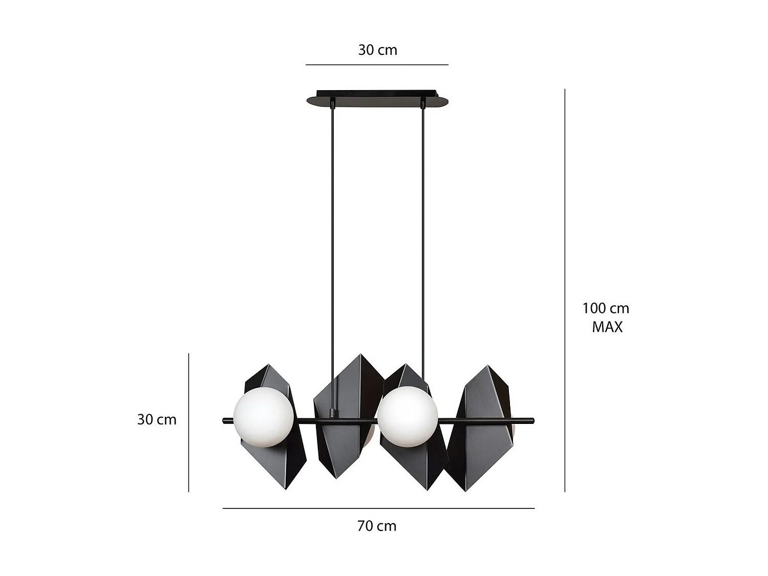 Lampa Wisząca Drifton, Czarny, 90x100x30 cm, Seven Design