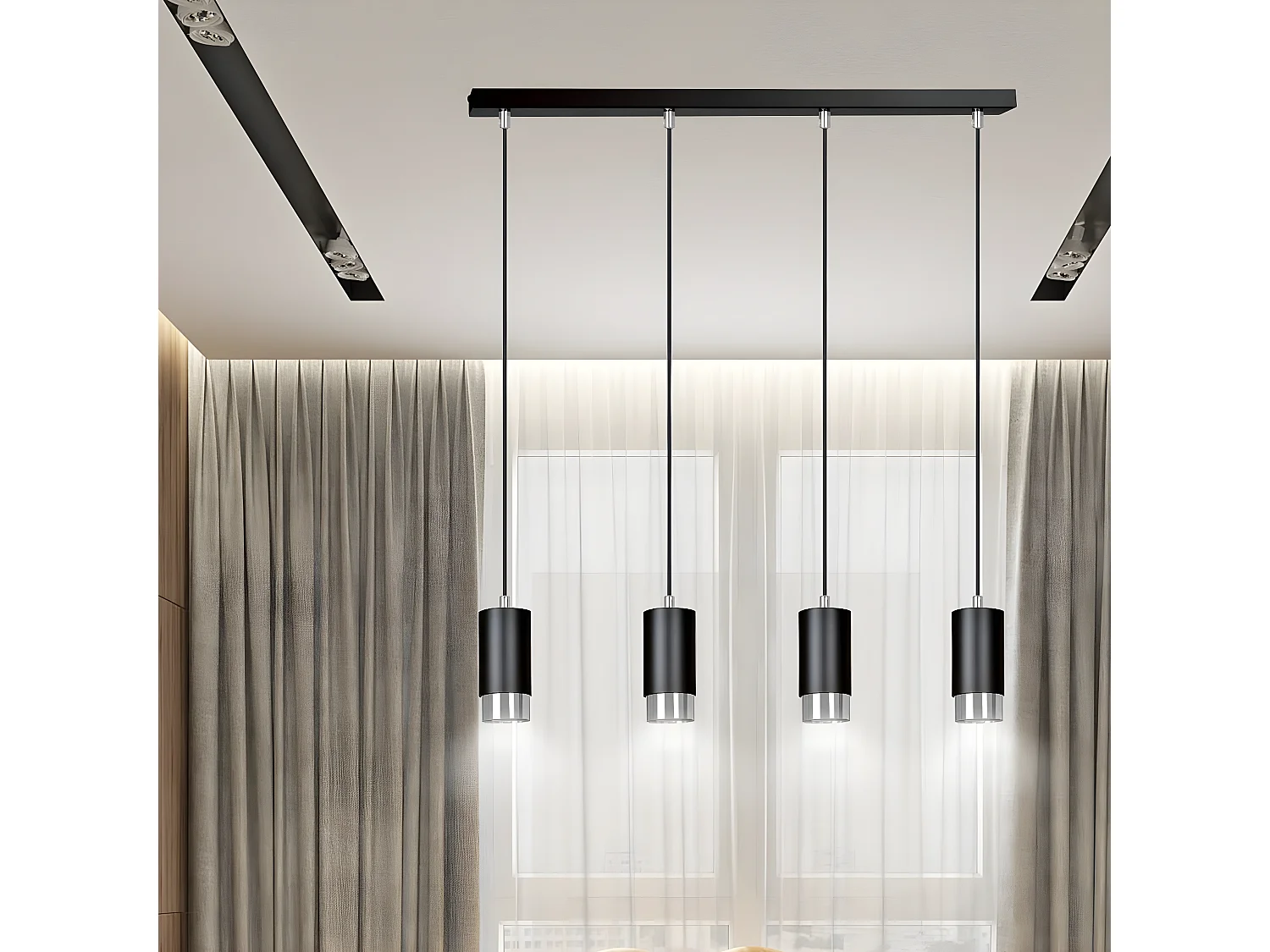 Suspension Fumiko 10, Noir, 60x100x6 cm, Seven Design