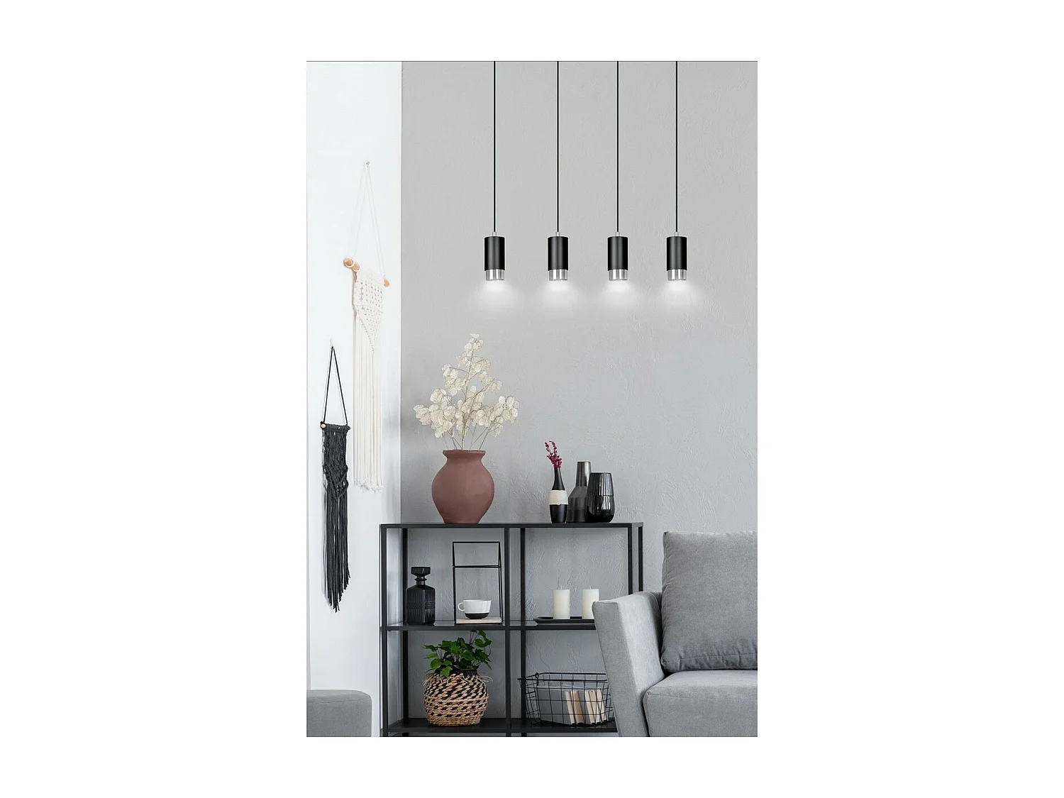 Suspension Fumiko 10, Noir, 60x100x6 cm, Seven Design