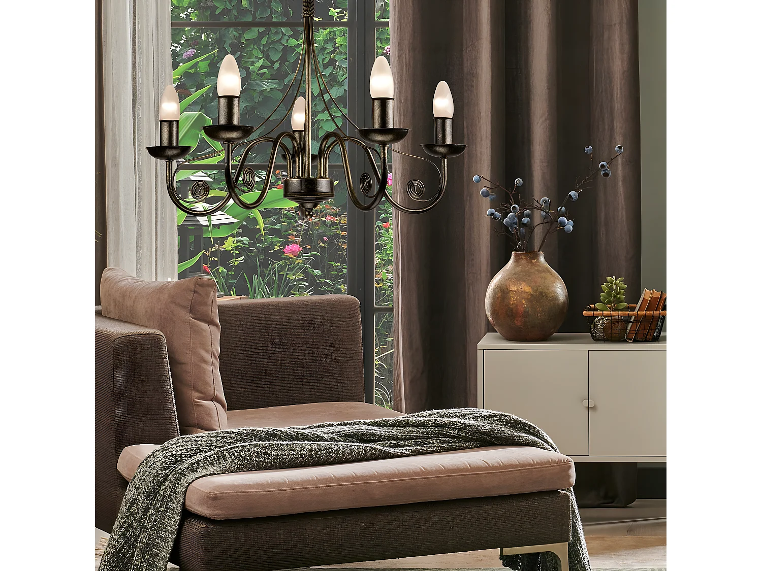 Candeeiro Suspenso Donato, Preto, 57x57x72 cm, EPIKASA