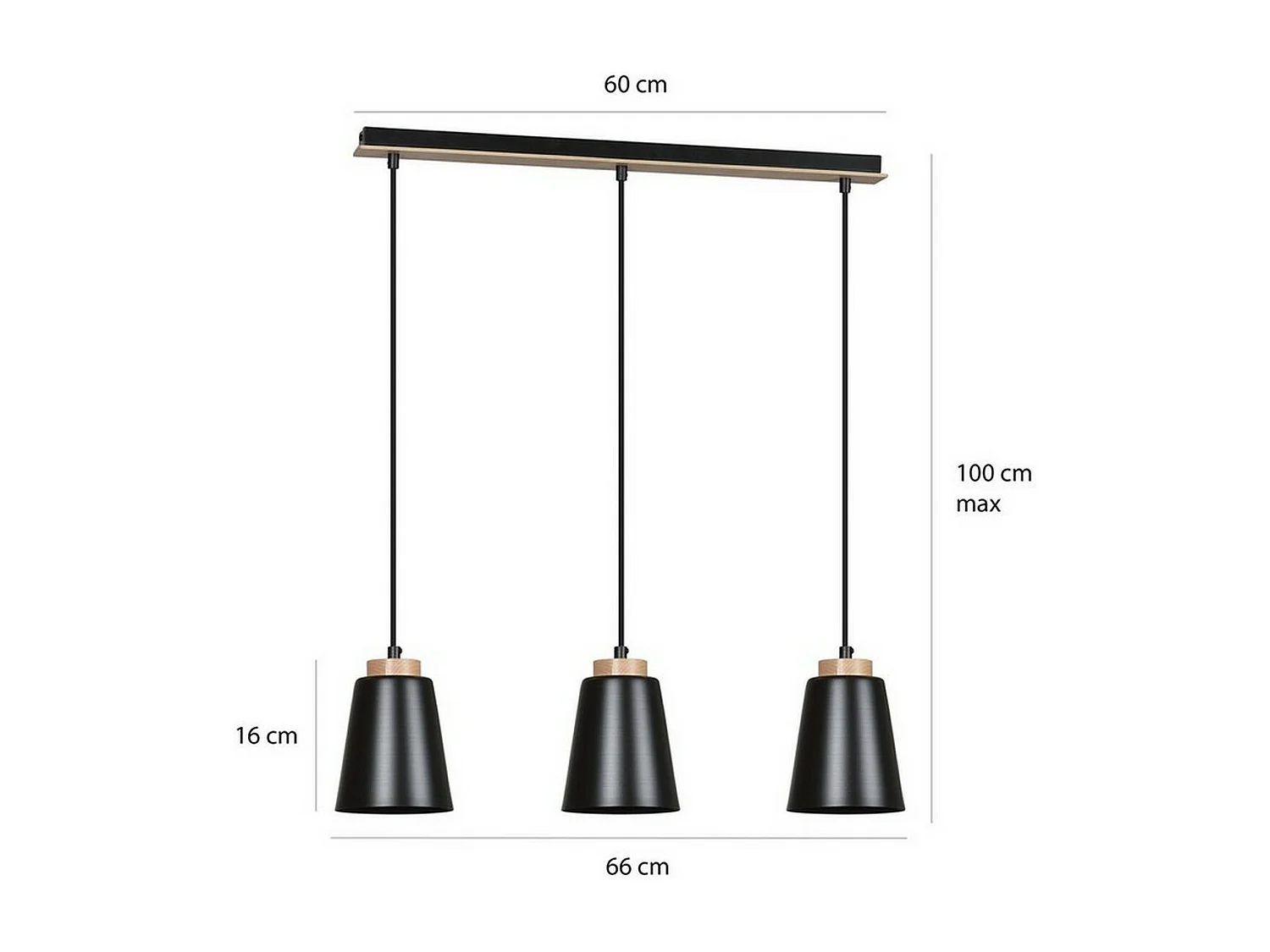 Suspension Bolero, Noir, 66x100x14 cm, EPIKASA