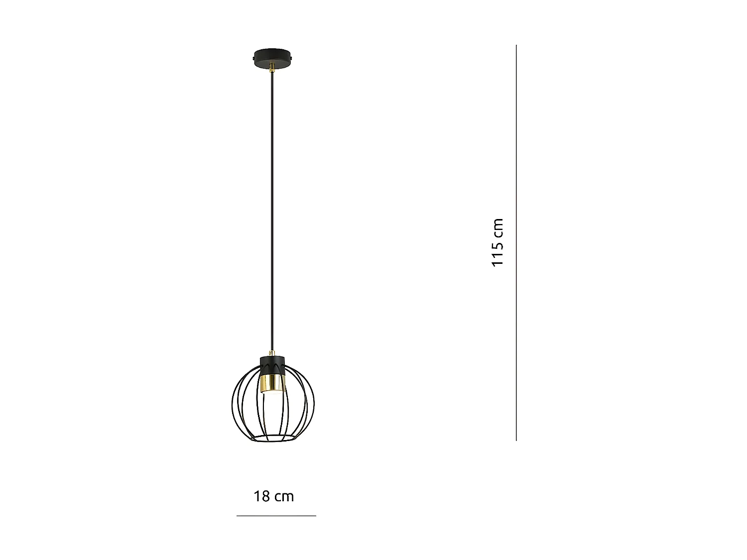 Candeeiro Suspenso Falis, Preto, 18x115x18 cm, Seven Design