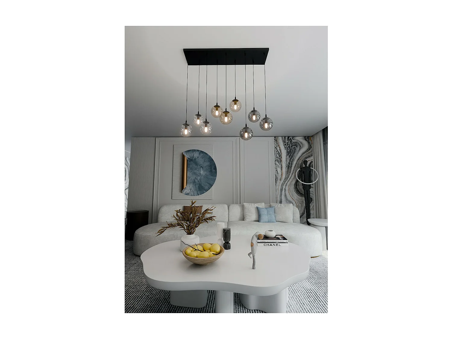 Lampa Wisząca Cosmo 12, Czarny, 104x120x22 cm, Seven Design