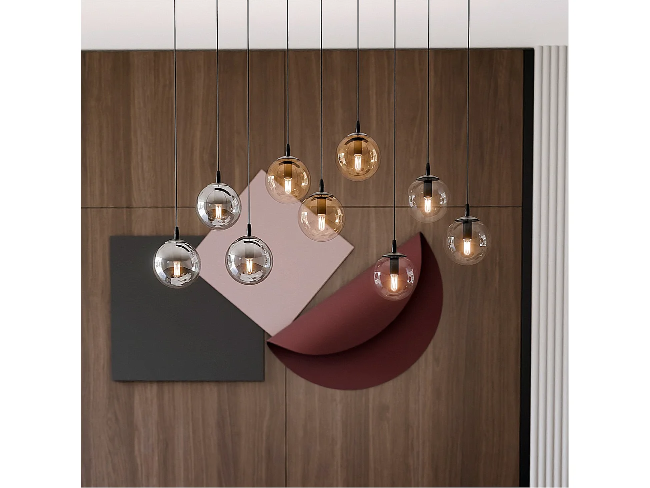 Lampa Wisząca Cosmo 12, Czarny, 104x120x22 cm, Seven Design