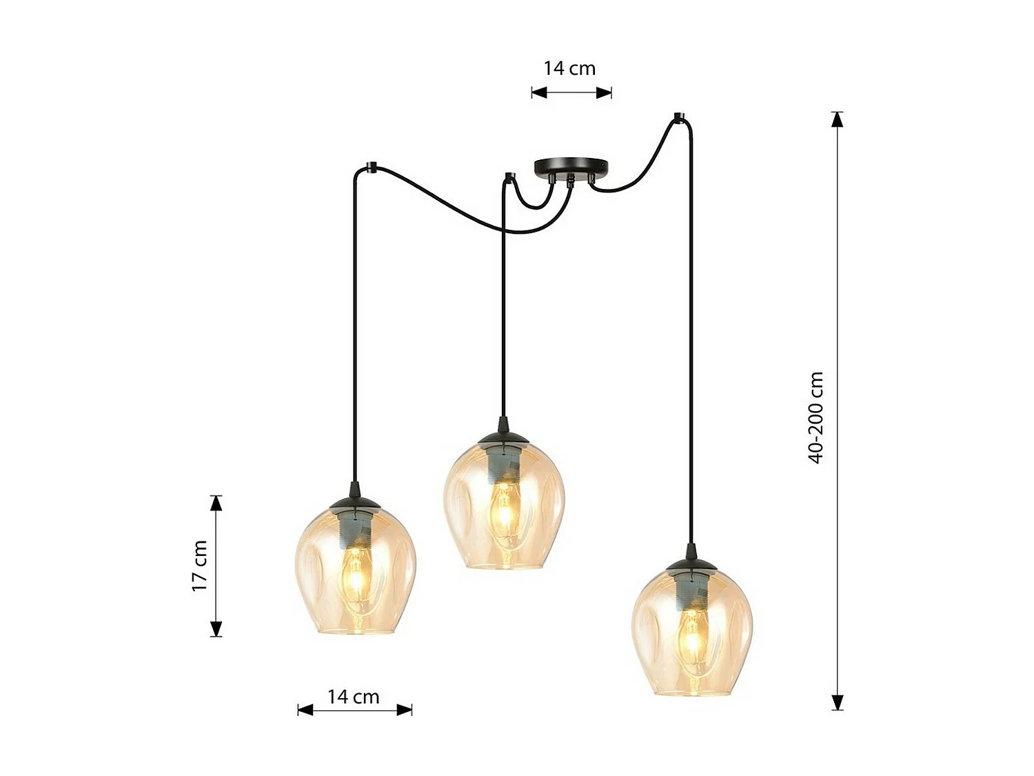 Lampa Wisząca Level, Bursztyn, 14x200x28 cm, Seven Design