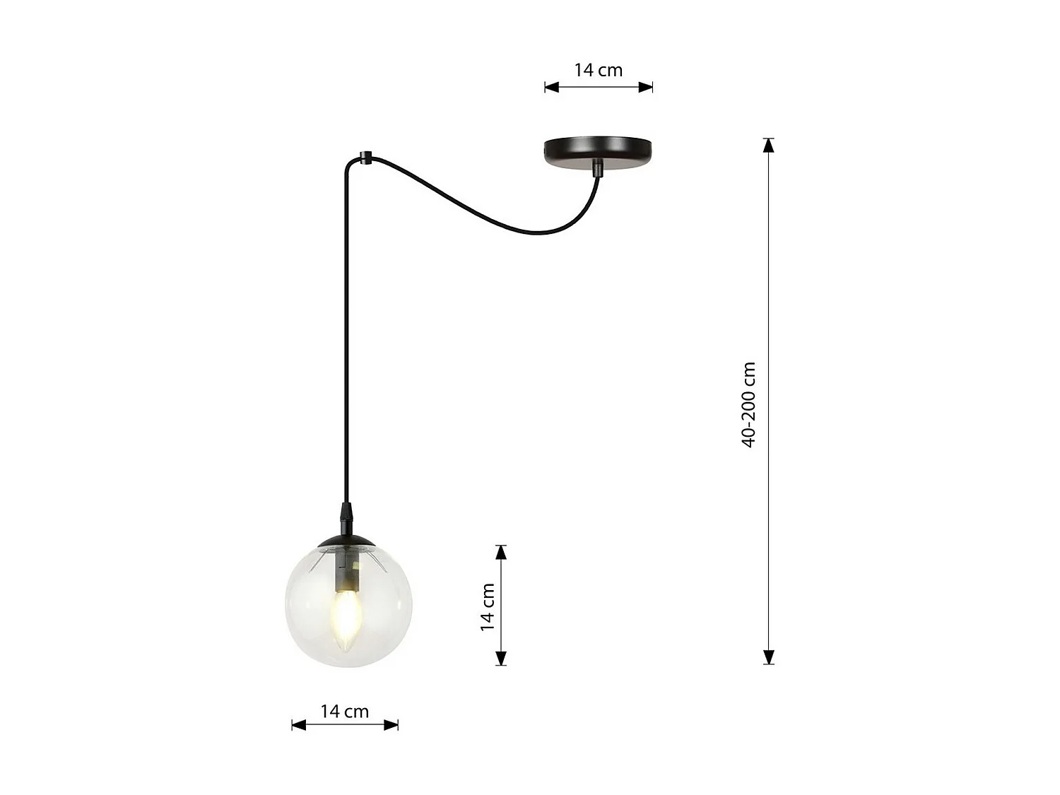 Suspension Gigi, Noir, 200x200x14 cm, Seven Design