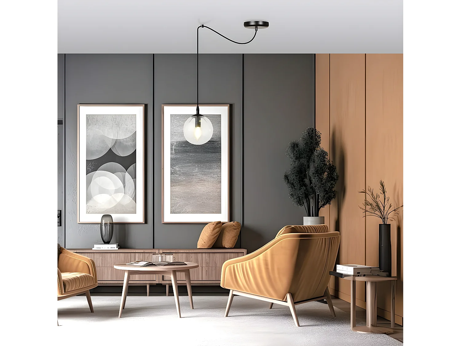 Suspension Gigi, Noir, 200x200x14 cm, Seven Design