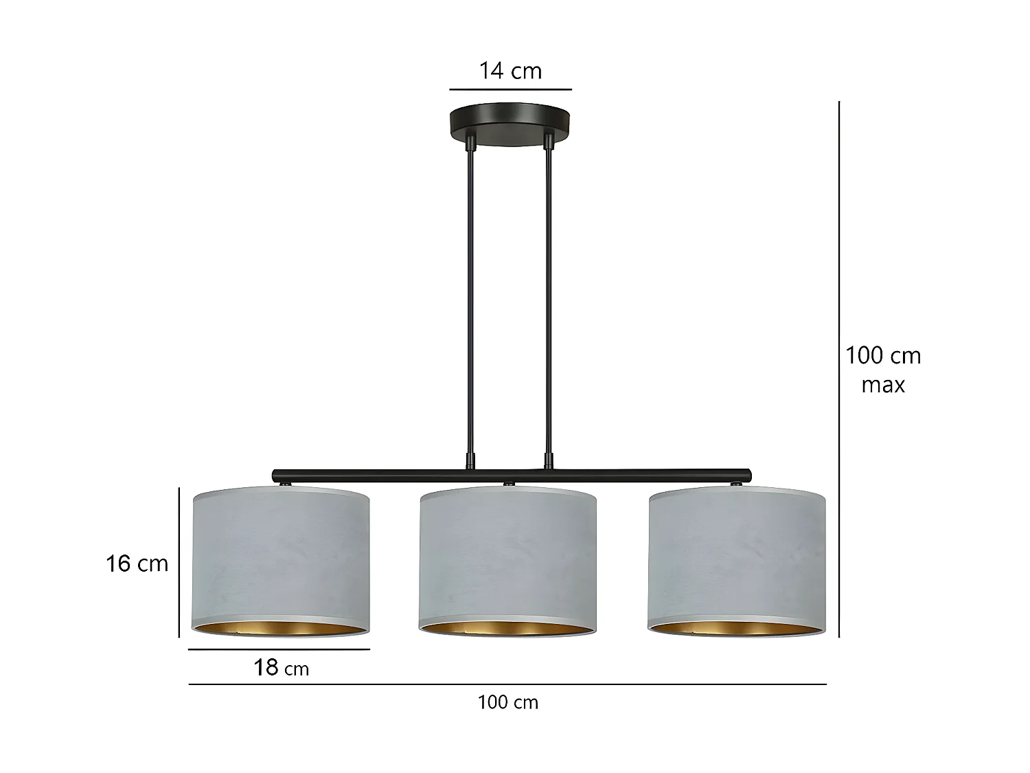 Suspension Hilde, Gris, 72x100x18 cm, EPIKASA