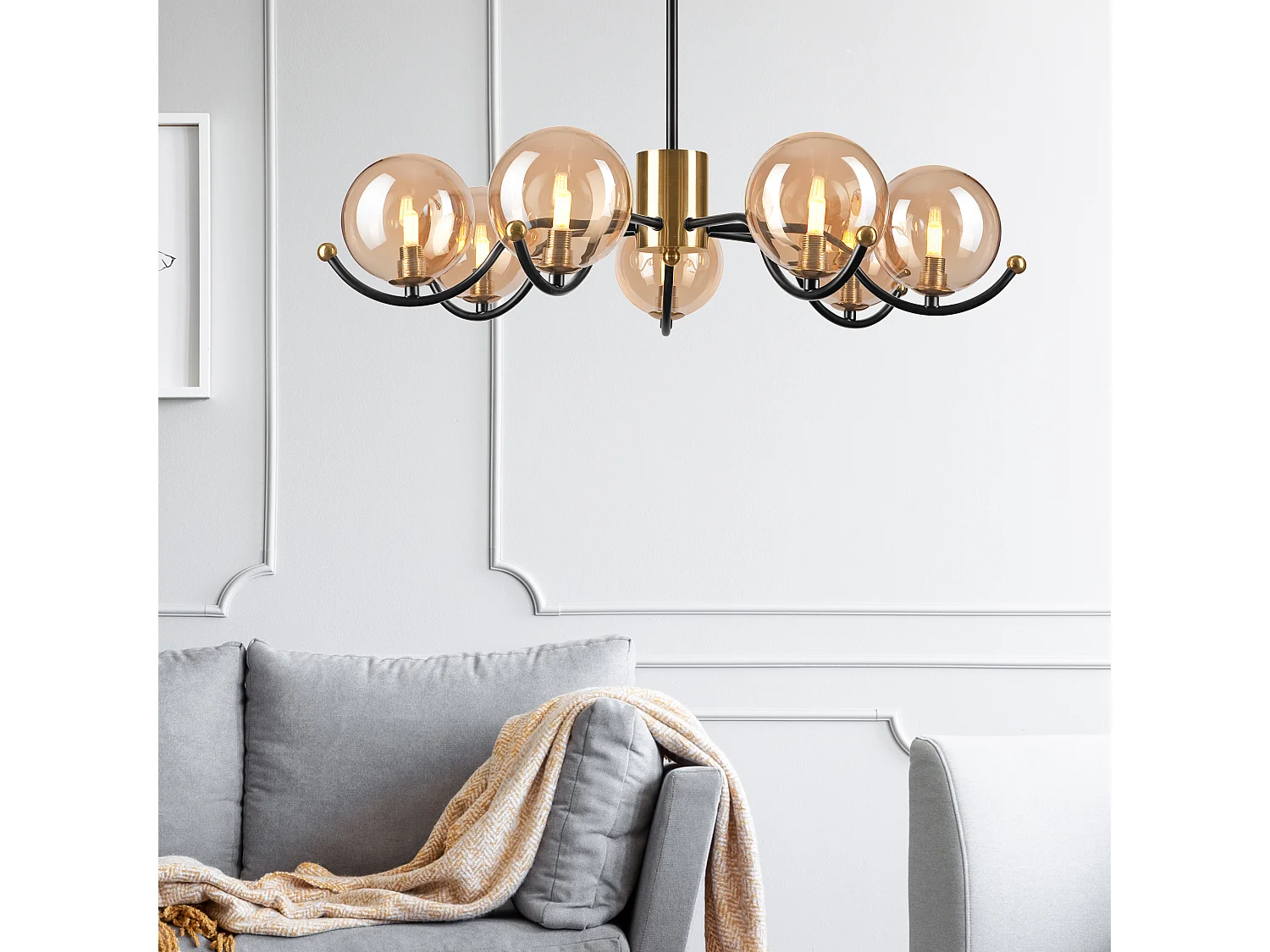 Hanglamp Georgia, Goud, 66x66x48,5 cm, Seven Design