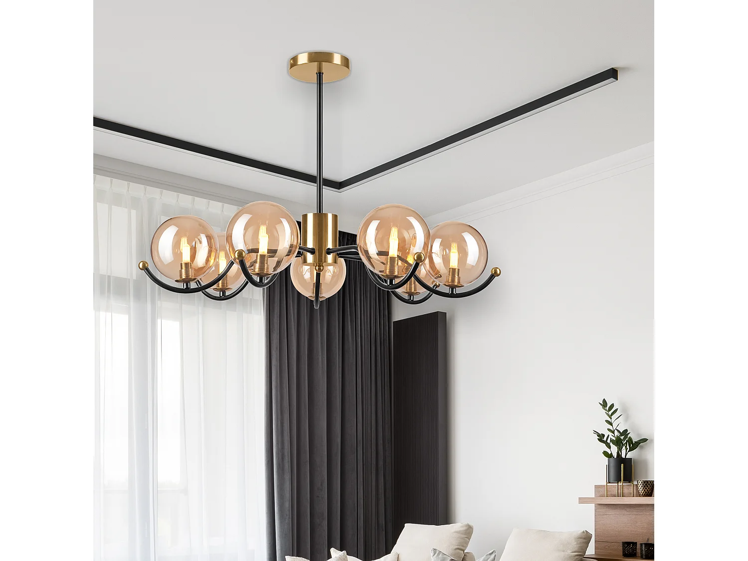 Hanglamp Georgia, Goud, 66x66x48,5 cm, Seven Design