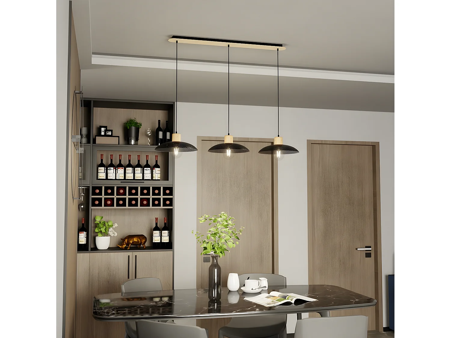 Hanglamp Marcy, Zilver, 30x30x70 cm, Seven Design