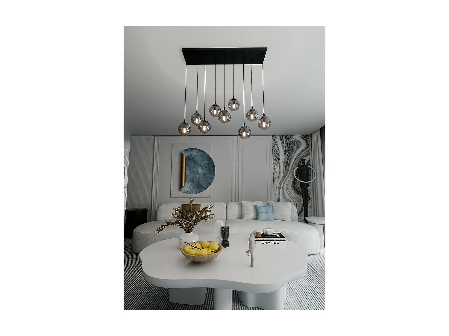 Lampada a Sospensione Cosmo, Grigio, 104x120x22 cm, Seven Design