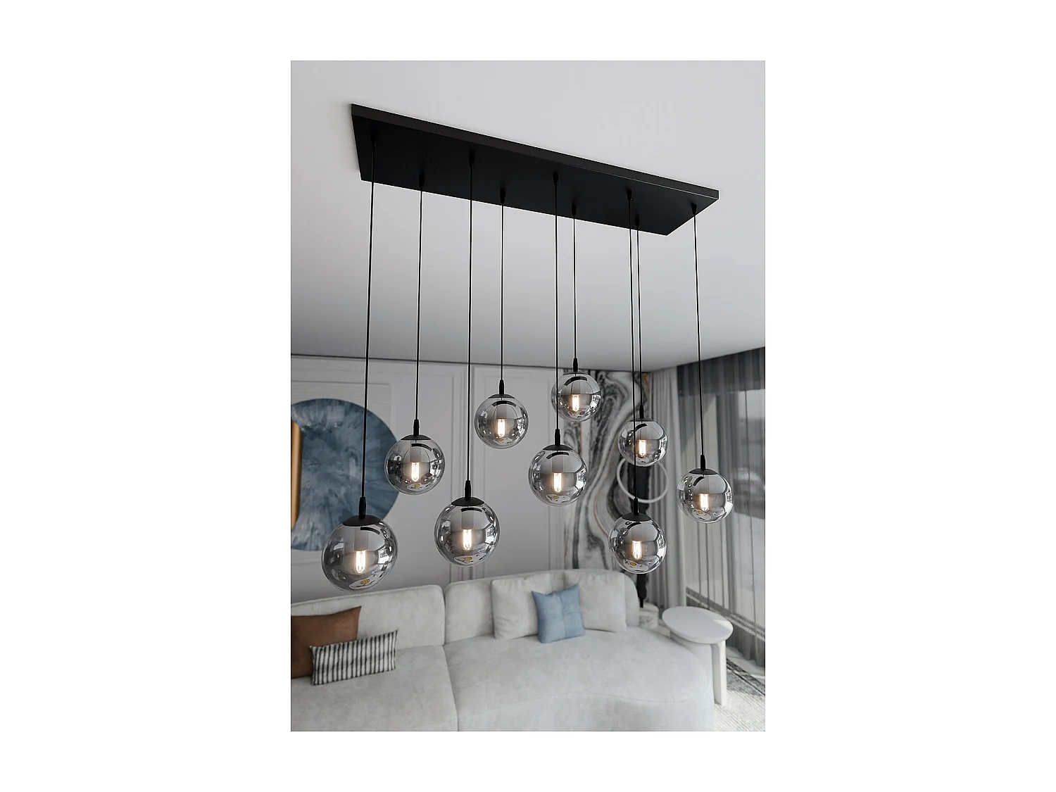 Lampada a Sospensione Cosmo, Grigio, 104x120x22 cm, Seven Design