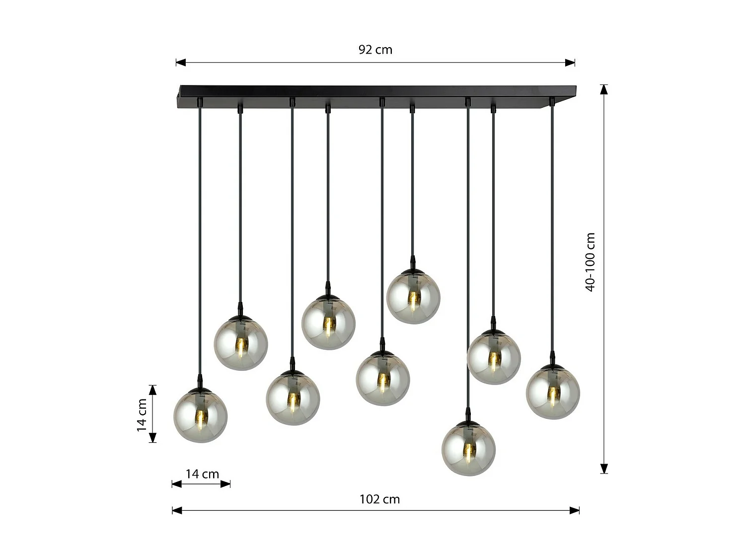 Lampada a Sospensione Cosmo, Grigio, 104x120x22 cm, Seven Design