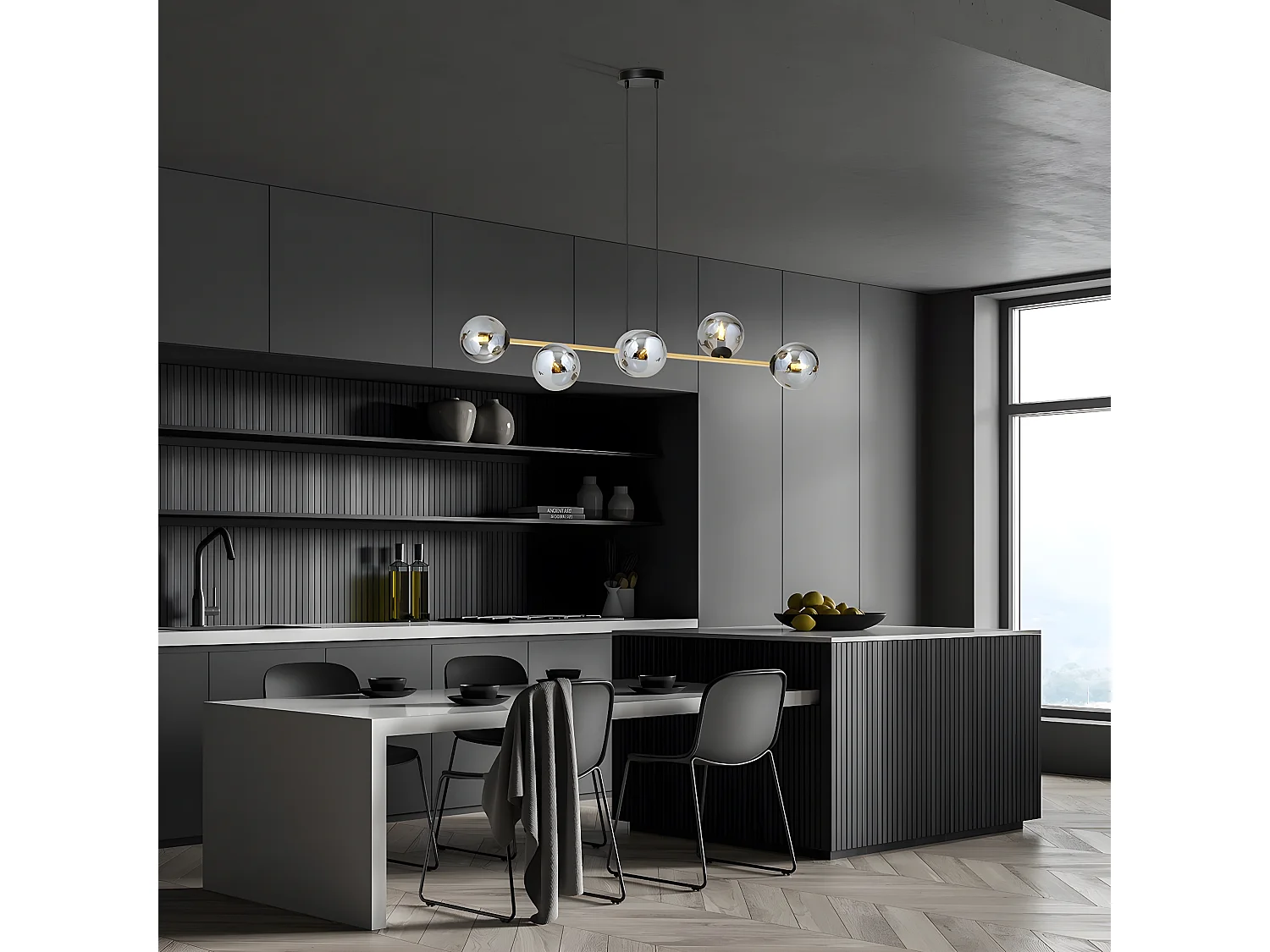 Candeeiro Suspenso Gravity 2, Preto, 110x100x29 cm, Seven Design