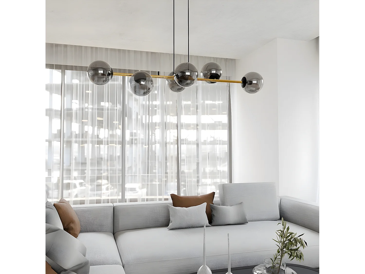 Candeeiro Suspenso Gravity 2, Preto, 110x100x29 cm, Seven Design