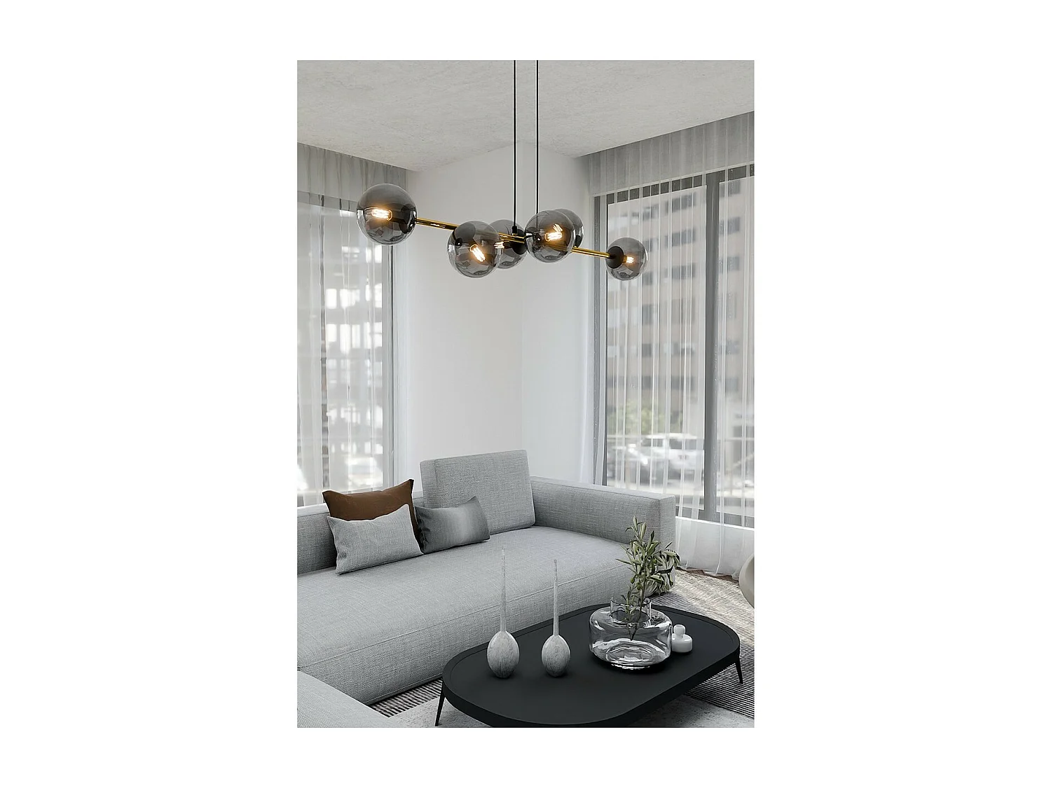 Candeeiro Suspenso Gravity 2, Preto, 110x100x29 cm, Seven Design