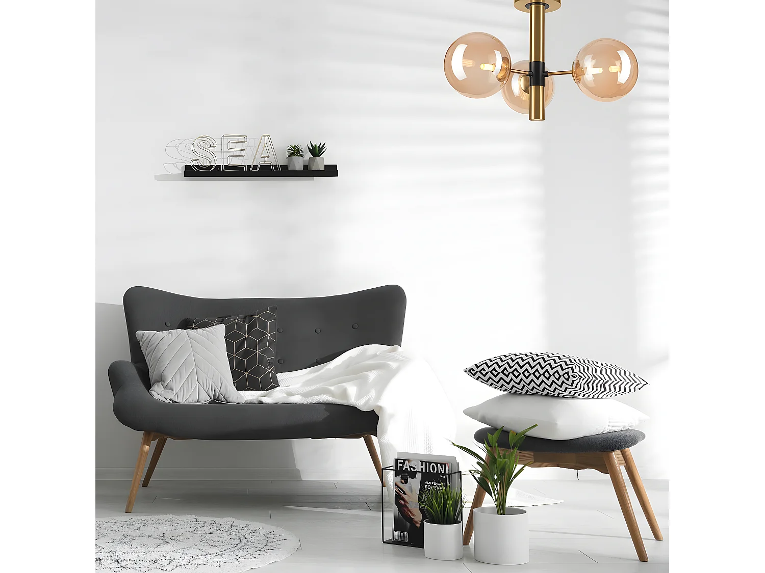 Plafonnier Rollo, Or, 36x36x32 cm, Seven Design