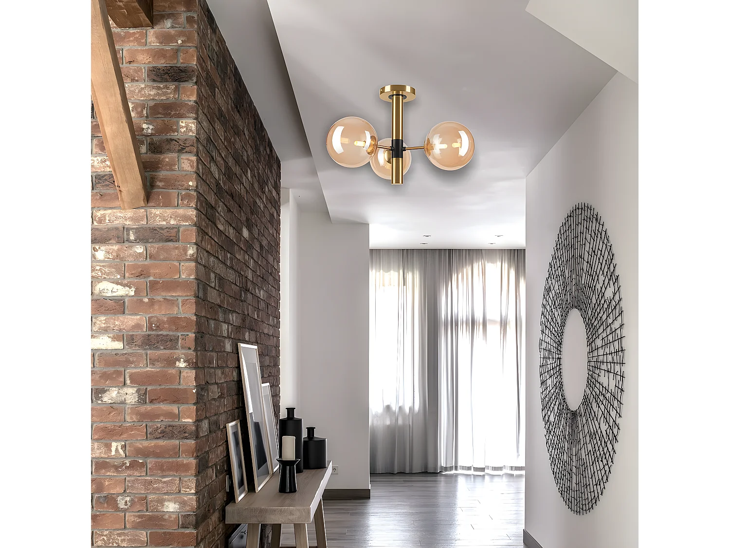 Plafonnier Rollo, Or, 36x36x32 cm, Seven Design