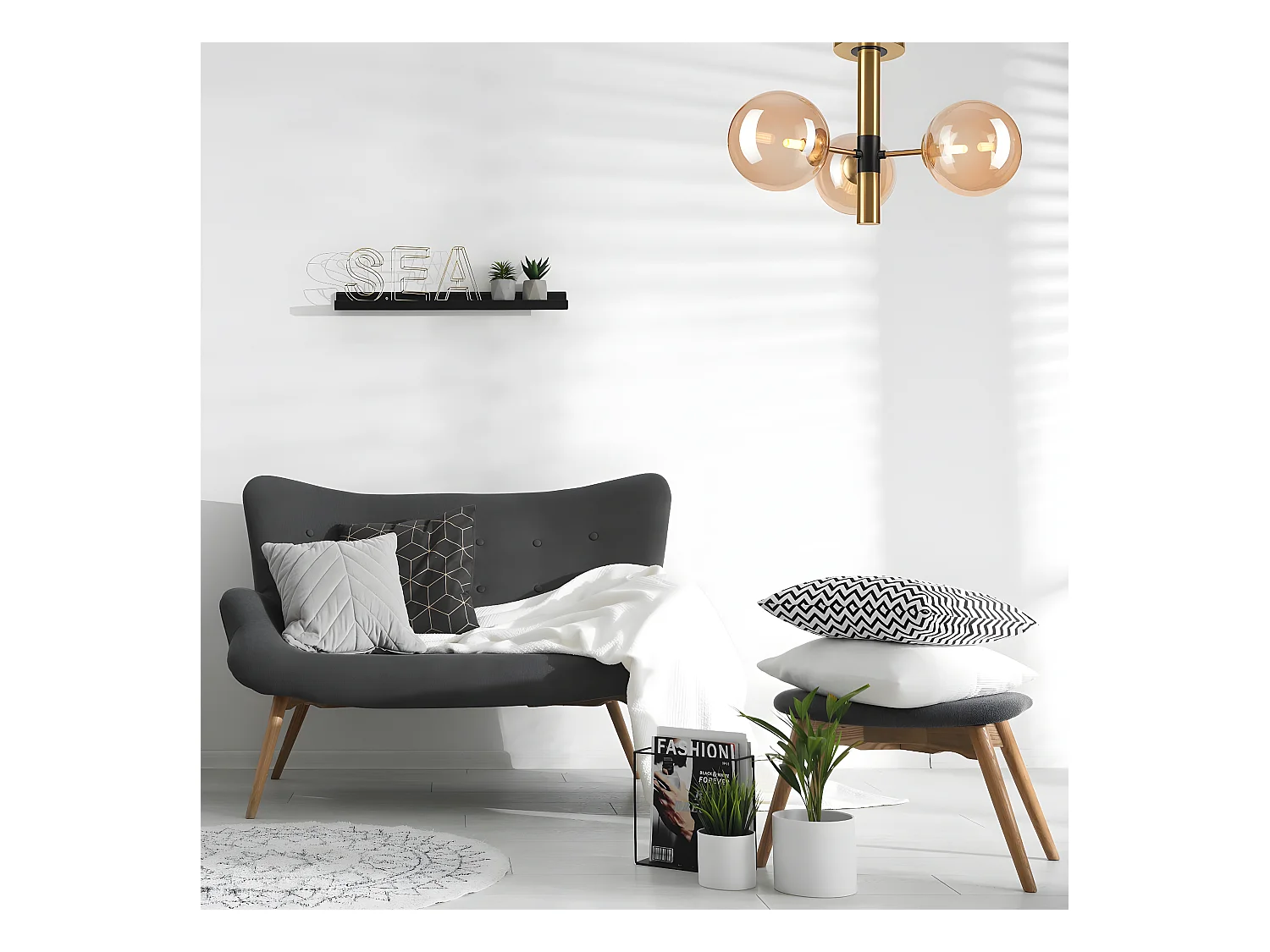 Plafondlamp Rollo, Goud, 36x36x32 cm, EPIKASA