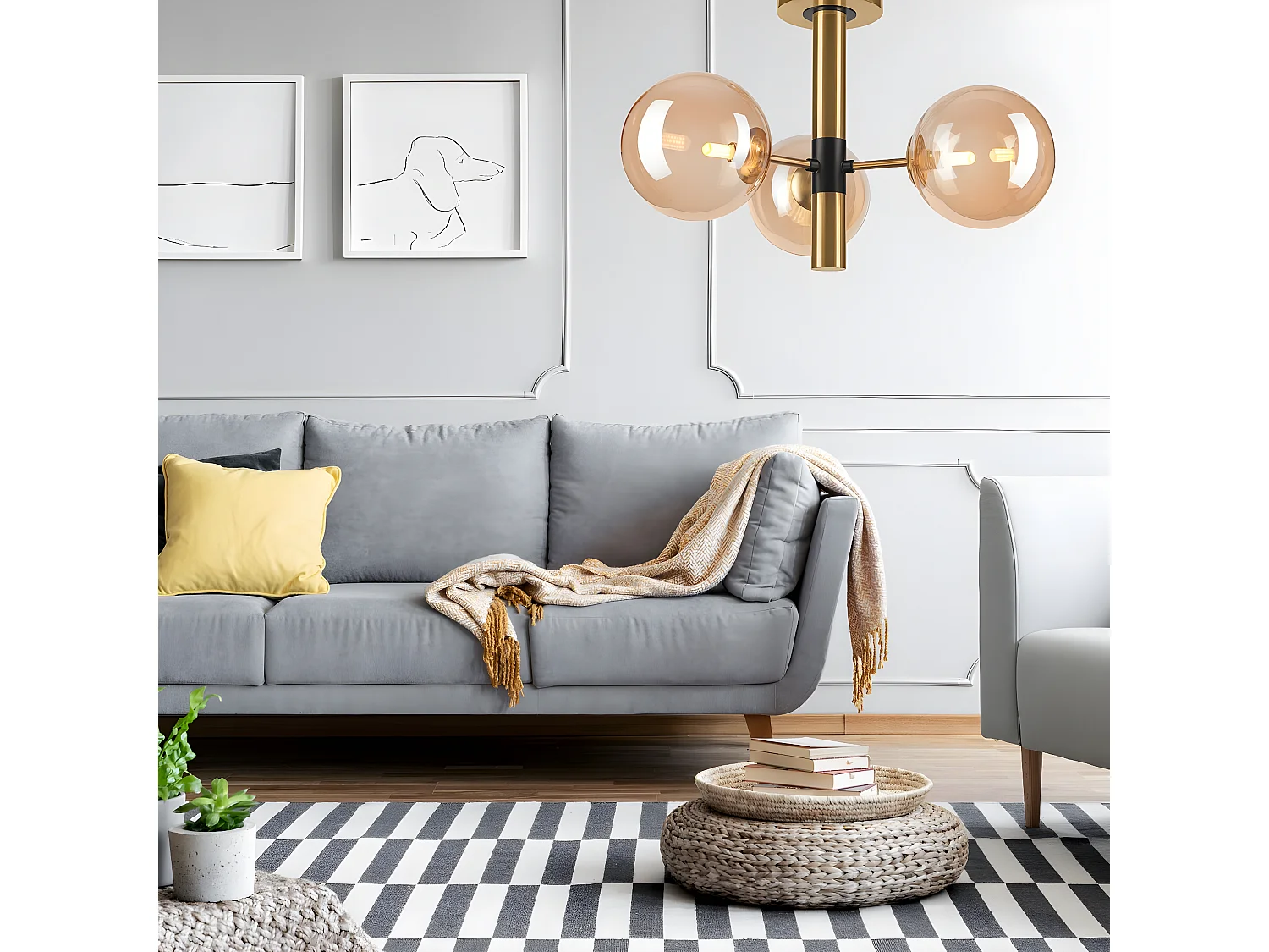 Plafonnier Rollo, Or, 36x36x32 cm, Seven Design