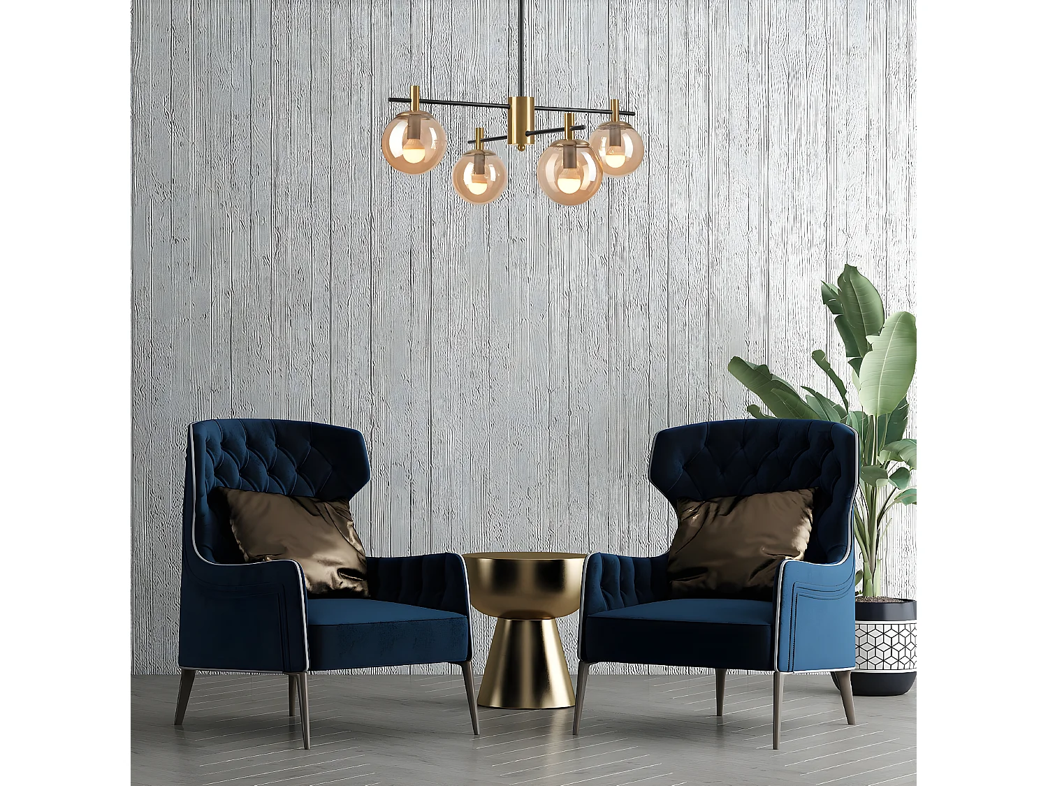 Suspension Lilou, Or, 61x51x53 cm, Seven Design