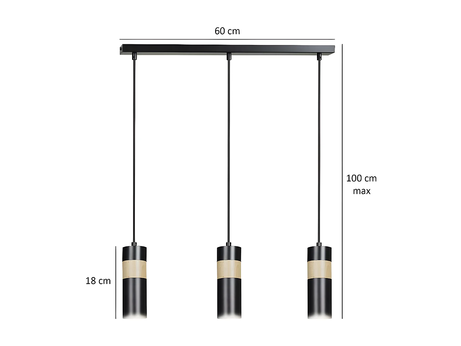 Suspension Akari, Noir, 60x100x6 cm, EPIKASA